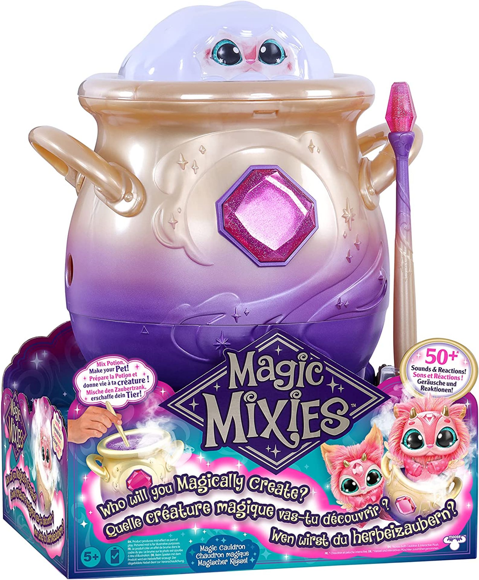 RRP - £69.00 Magic Mixies Magical Misting Cauldron with Interactive 8 inch Pink Plush Toy