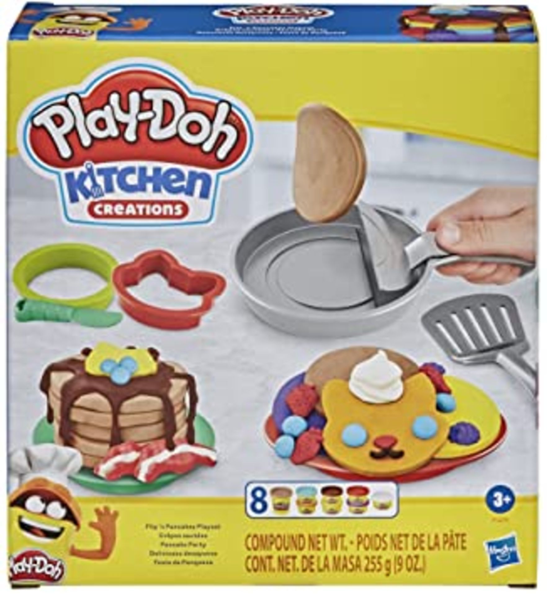 RRP - £12.84 Play-Doh Kitchen Creations Flip 'n Pancakes Playset 14-Piece Breakfast Toy for Kids 3 Y
