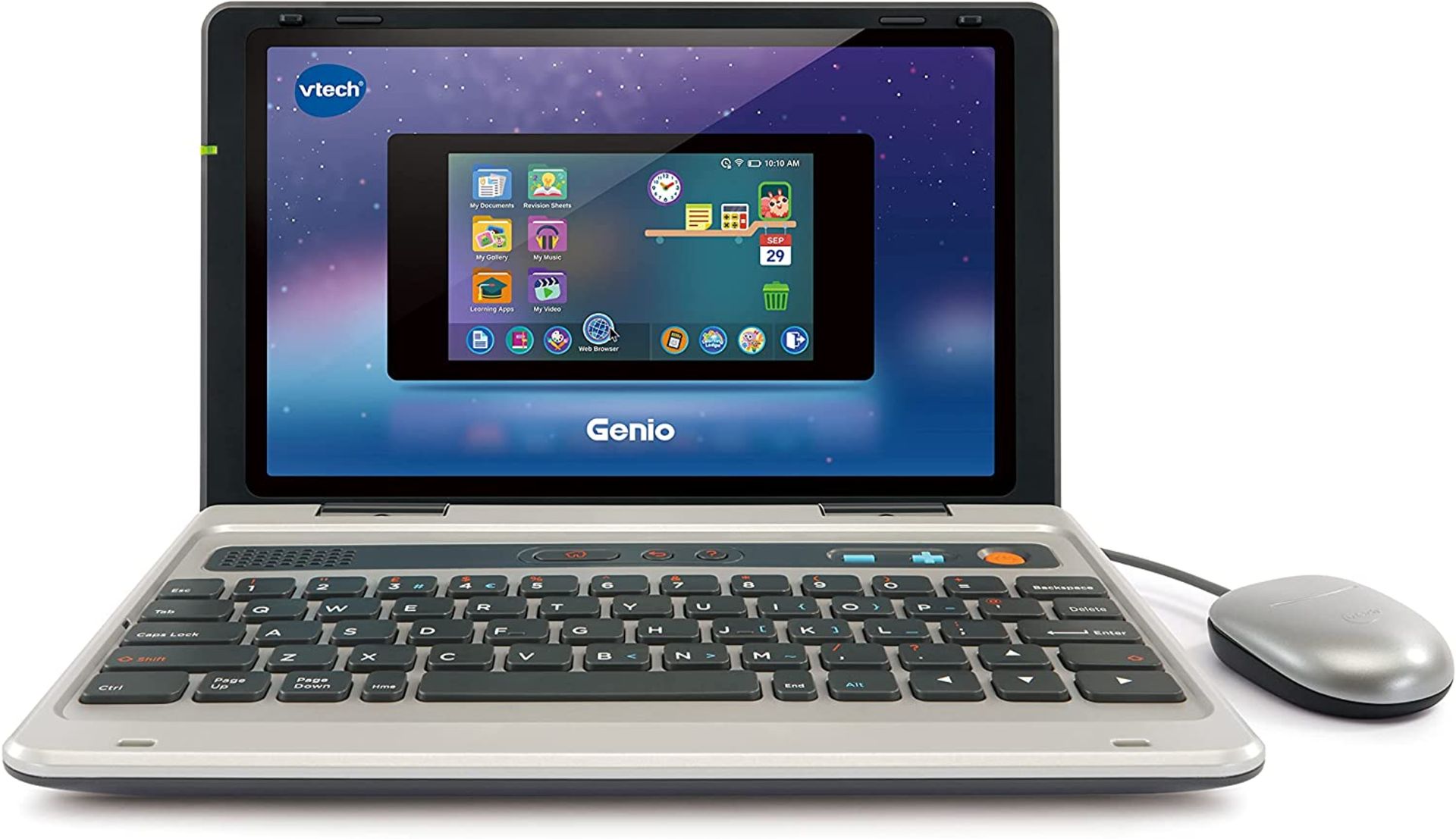 RRP - £89.99 VTech Genio My First Laptop, Silver, Educational Laptop for Kids with 80+ Activities an