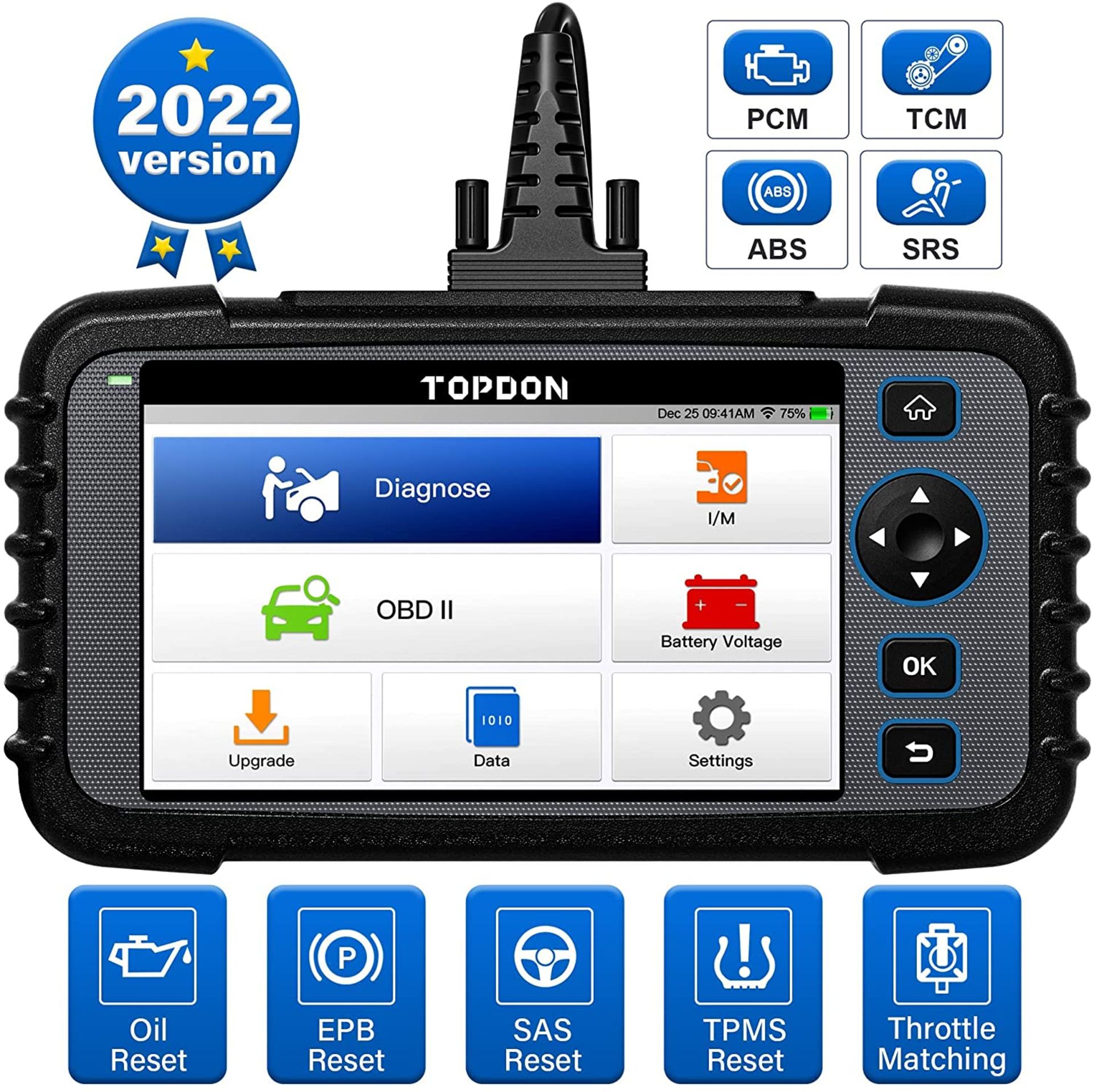 RRP - £229.99 TOPDON ArtiDiag600 OBD2 Scanner, 4 System Diagnostic Tool for Engine SRS ABS Transmiss