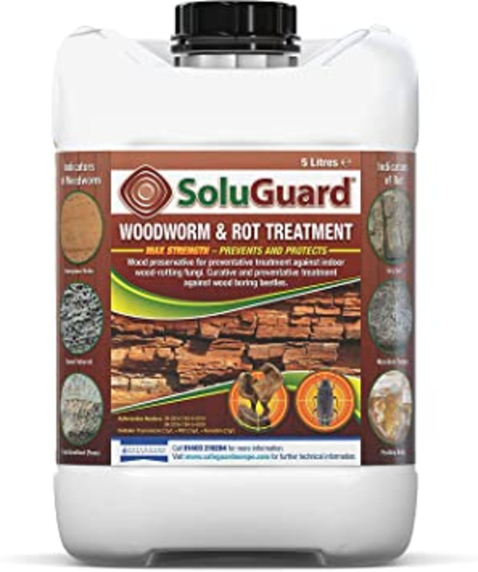 RRP - £30.39 SAFEGUARD Woodworm & Rot Treatment 5 Litre Clear Soluguard Ready to Use (Clear) - Image 2 of 2
