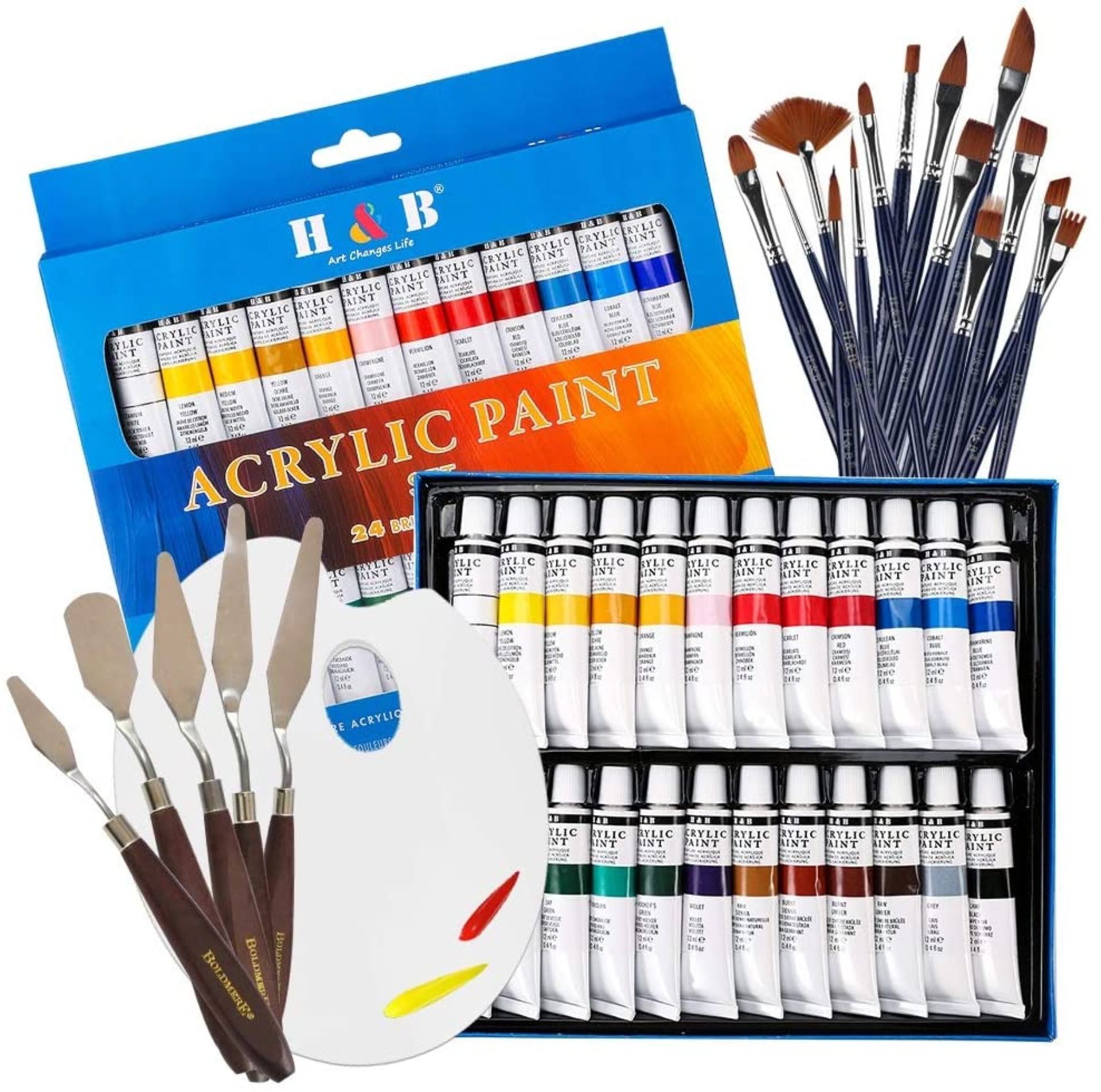 RRP - £14.14 Acrylic Painting Set 42 Pcs with Palette Knives Art Spatula Set Knife Painting Tool for - Image 2 of 2