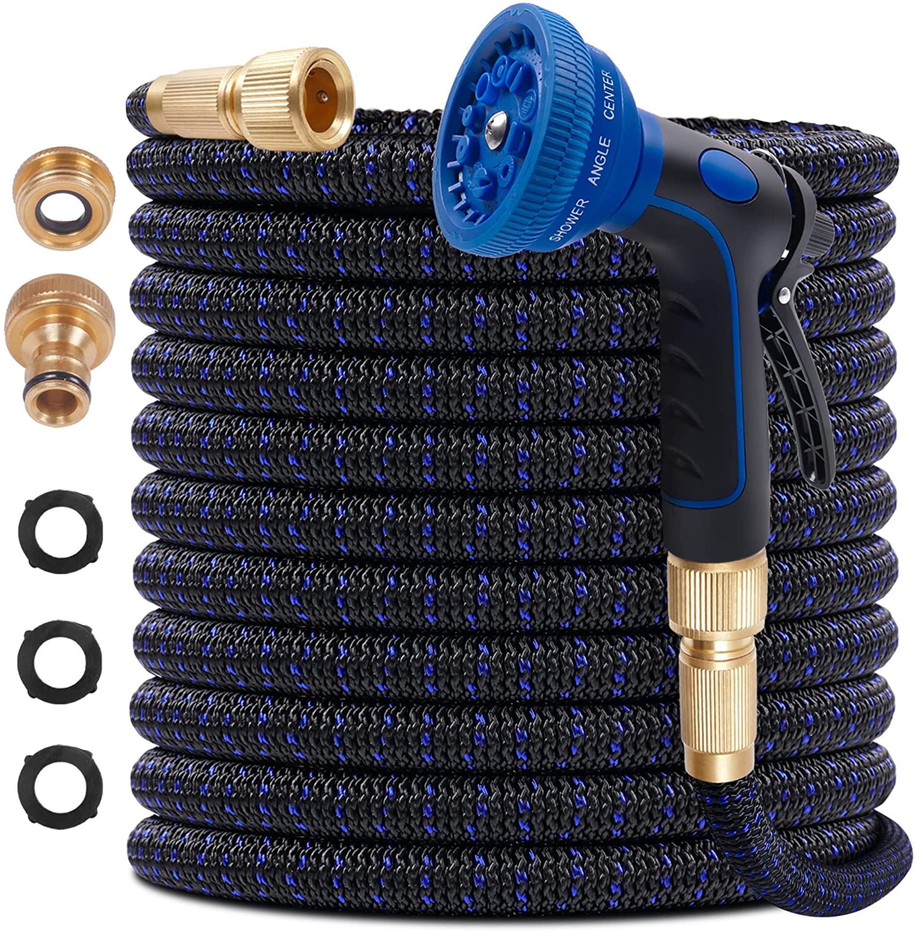 RRP - £29.85 IDEALHOUSE 100FT Expandable Garden Hose, 10 Function Spray Gun with 3/4" Solid Brass Fi