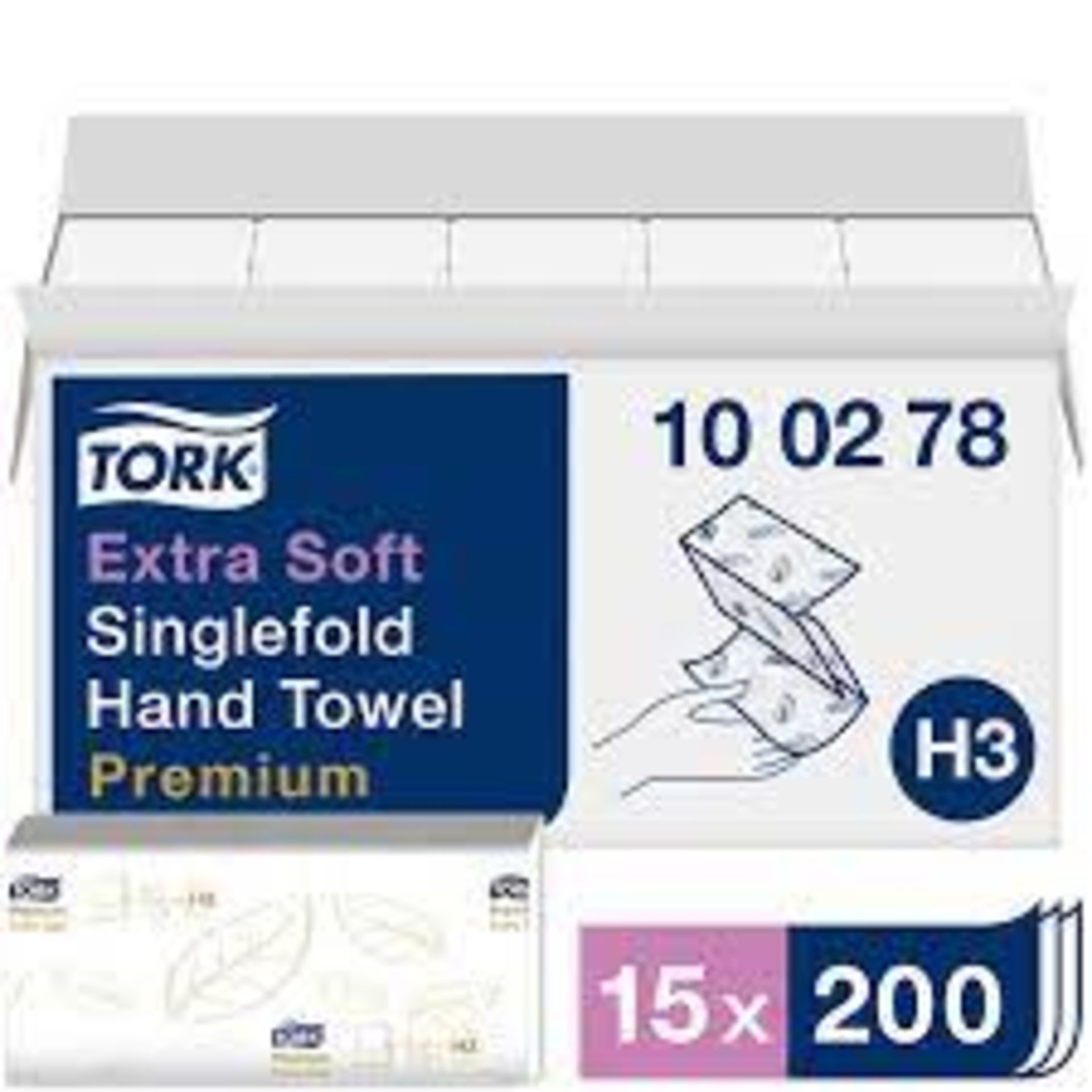 RRP - £42.00 Tork Extra Soft Singlefold Hand Towels White H3, Premium, Embossed, 15 x 200 Sheets, 10