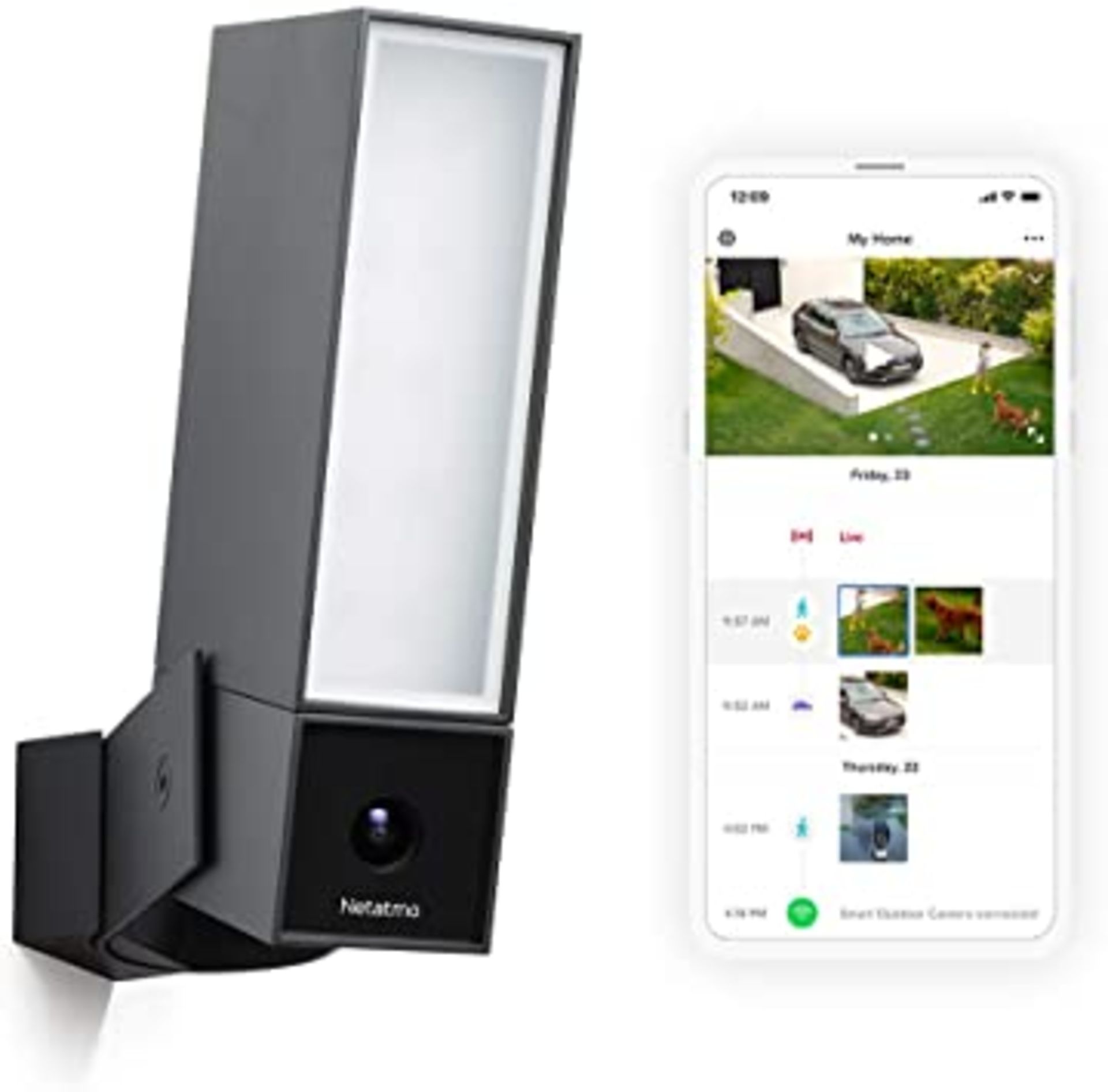 RRP - £289.99 Netatmo Smart Outdoor Security Camera, Wi-Fi, Integrated Floodlight, Movement Detectio