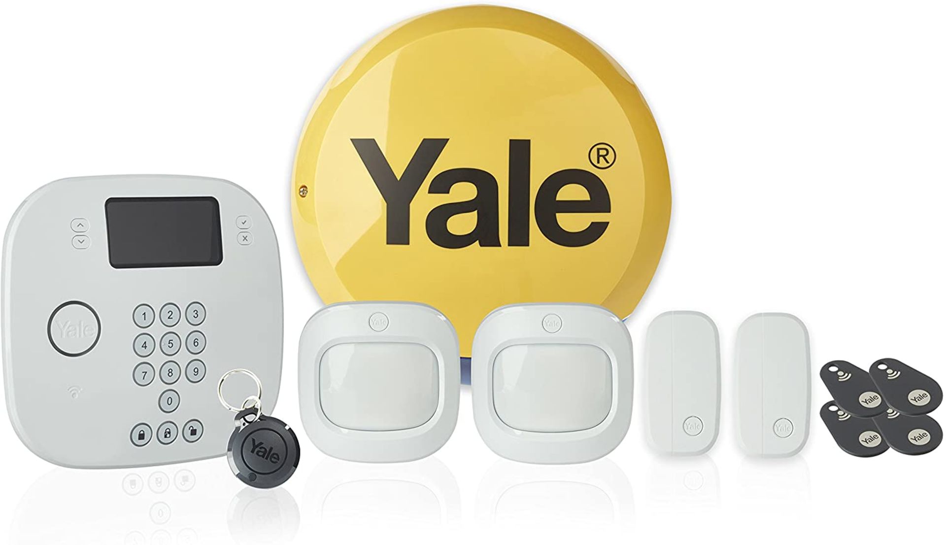 RRP - £299.99 Yale IA-230 Intruder Alarm Plus Kit, Phone Call Alerts, 11 Piece Kit, Pet Friendly PIR