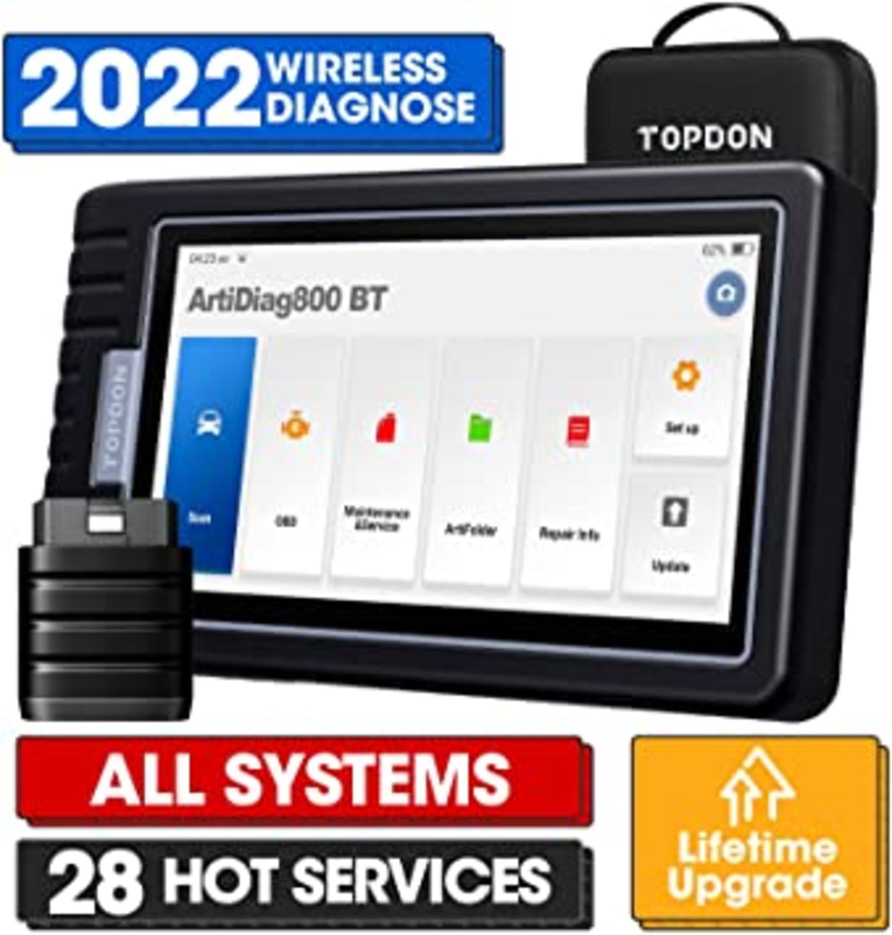 RRP - £386.64 TOPDON ArtiDiag800BT Car Diagnostic Tool, All Systems Scan Tool with 28 Maintece Servi - Image 2 of 2