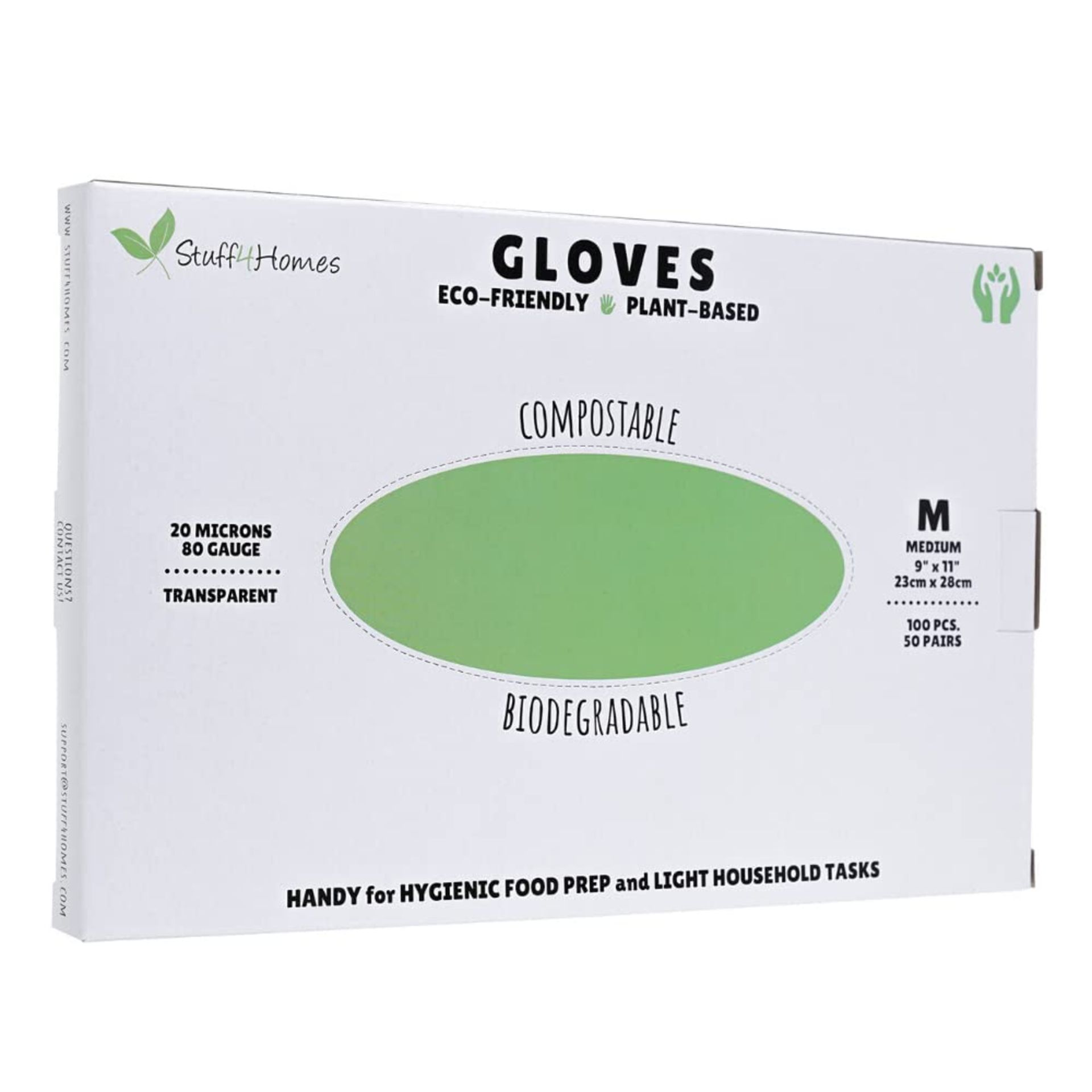 RRP-£11 Disposable Food Prep Gloves - Compostable Latex-Free Gloves Made of Plant-Based PLA - Pack o