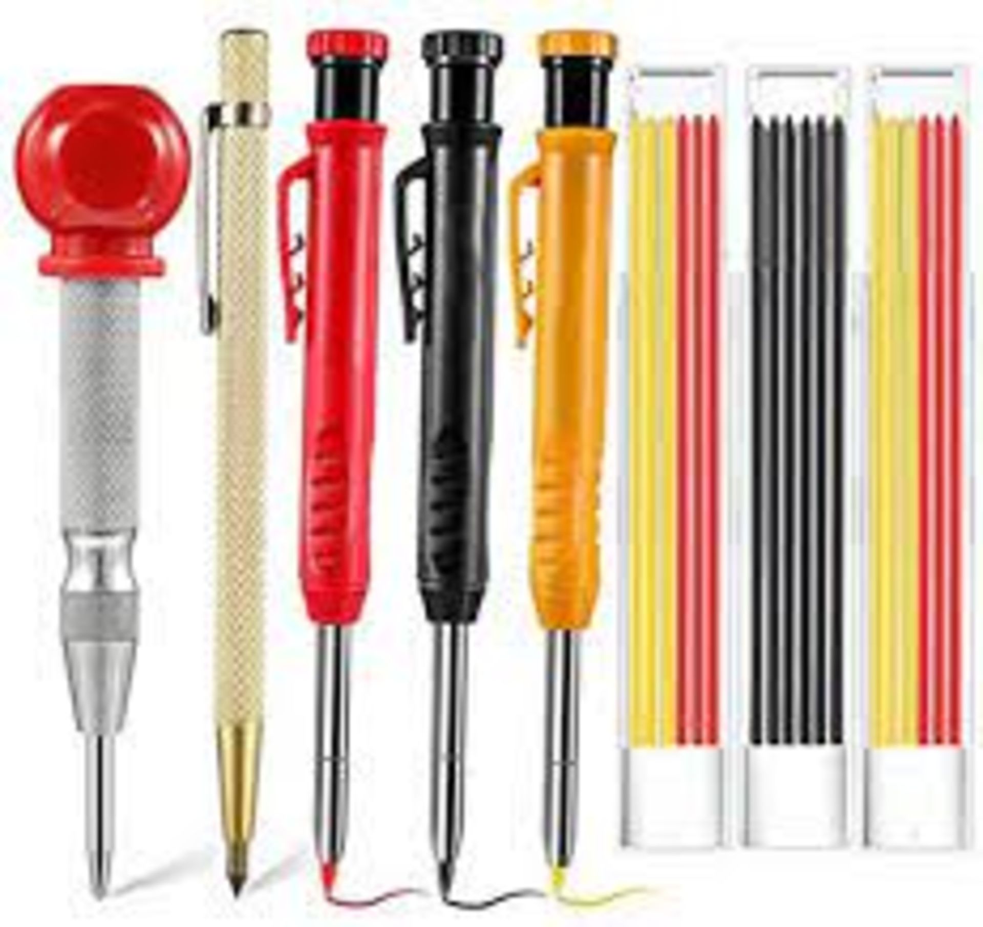 RRP-£8 8 Packs Scriber Marking Tools, Carpenter Pencils Set with Automatic Center Punch, Carbide Scr