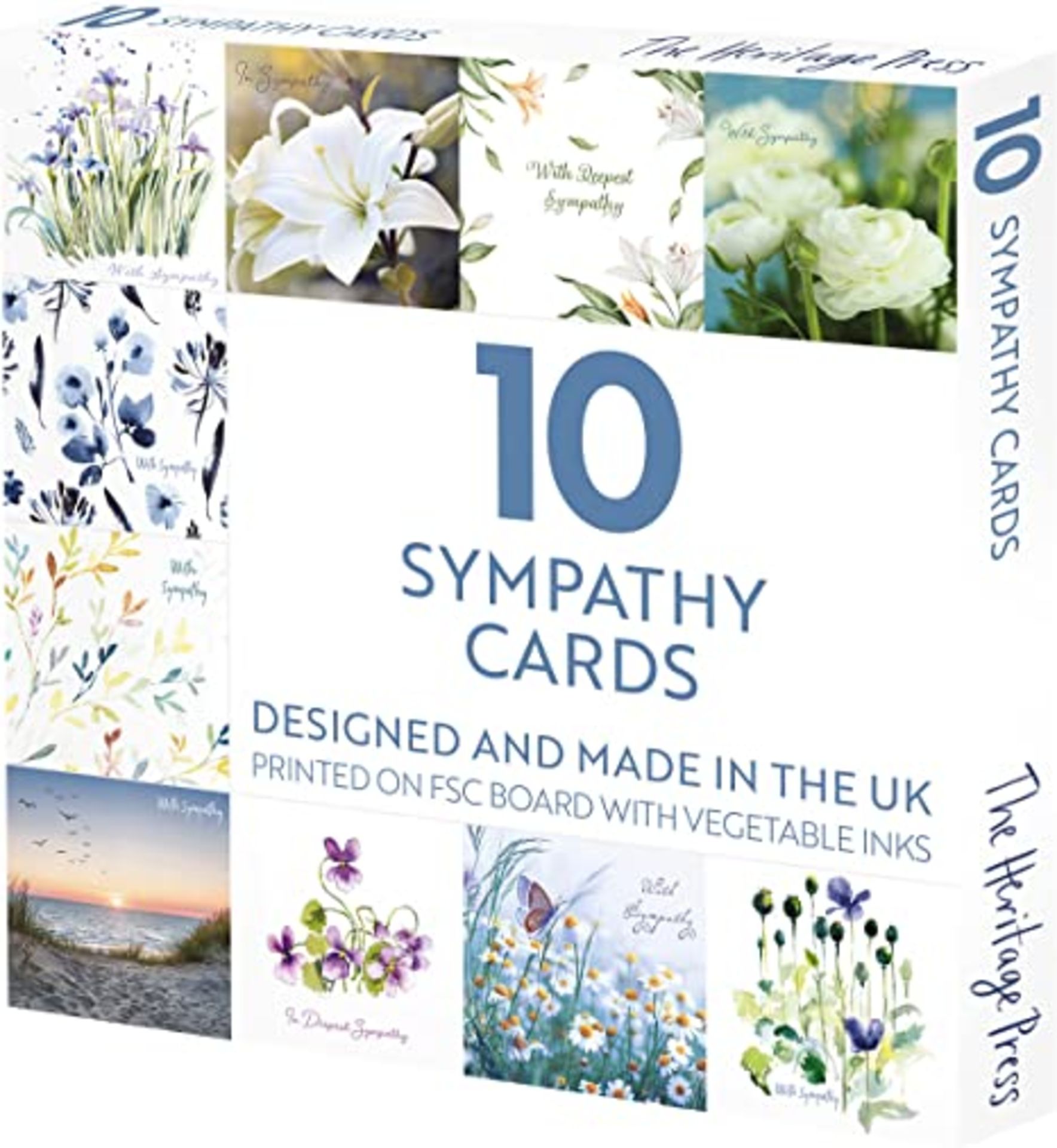 RRP-£5 The Heritage Press Thinking of You, Sorry for Your Loss Sympathy Cards - Multipack of 10 Thou