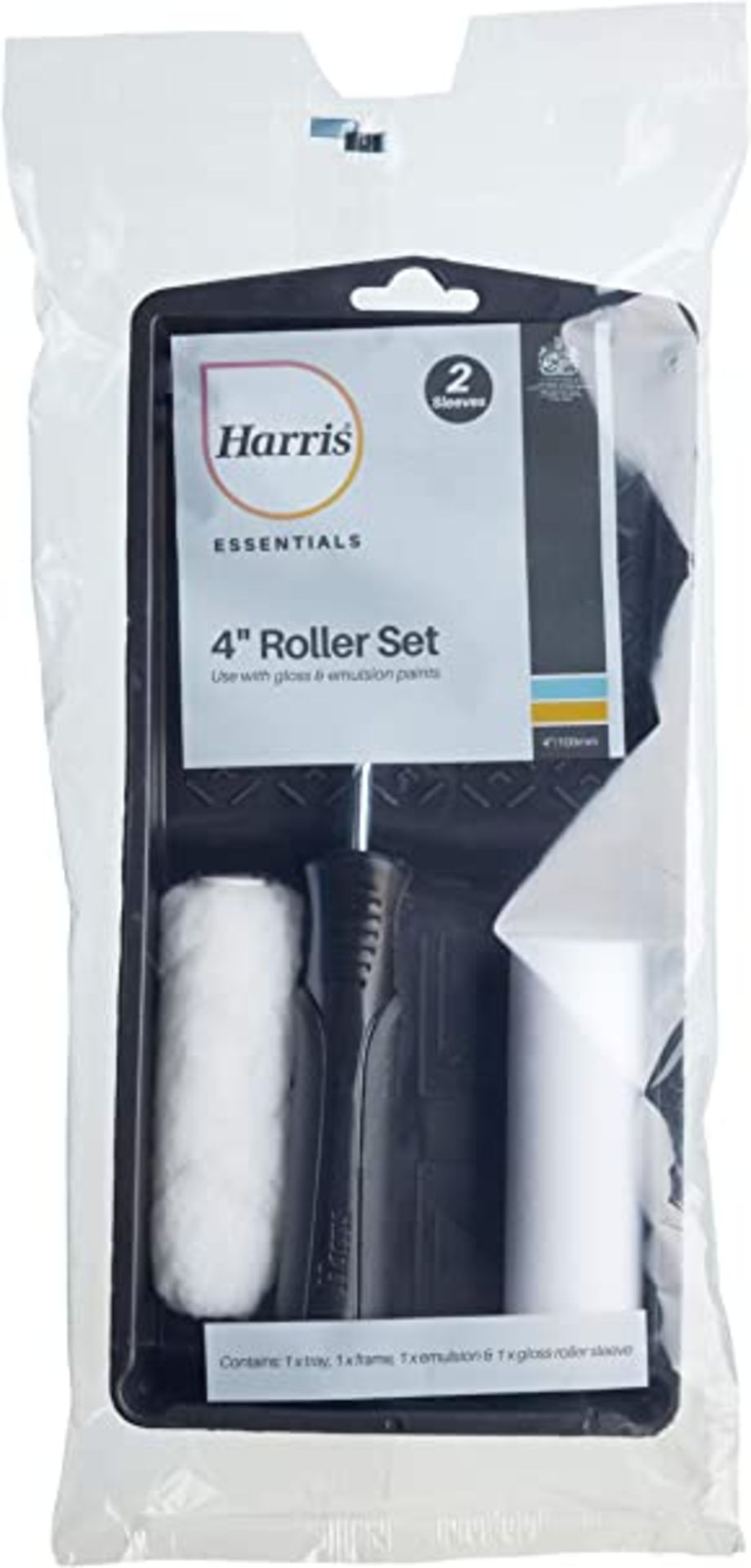 RRP-£3 Harris 4129 4" Mini Gloss & Emulsion Roller Set, Multi