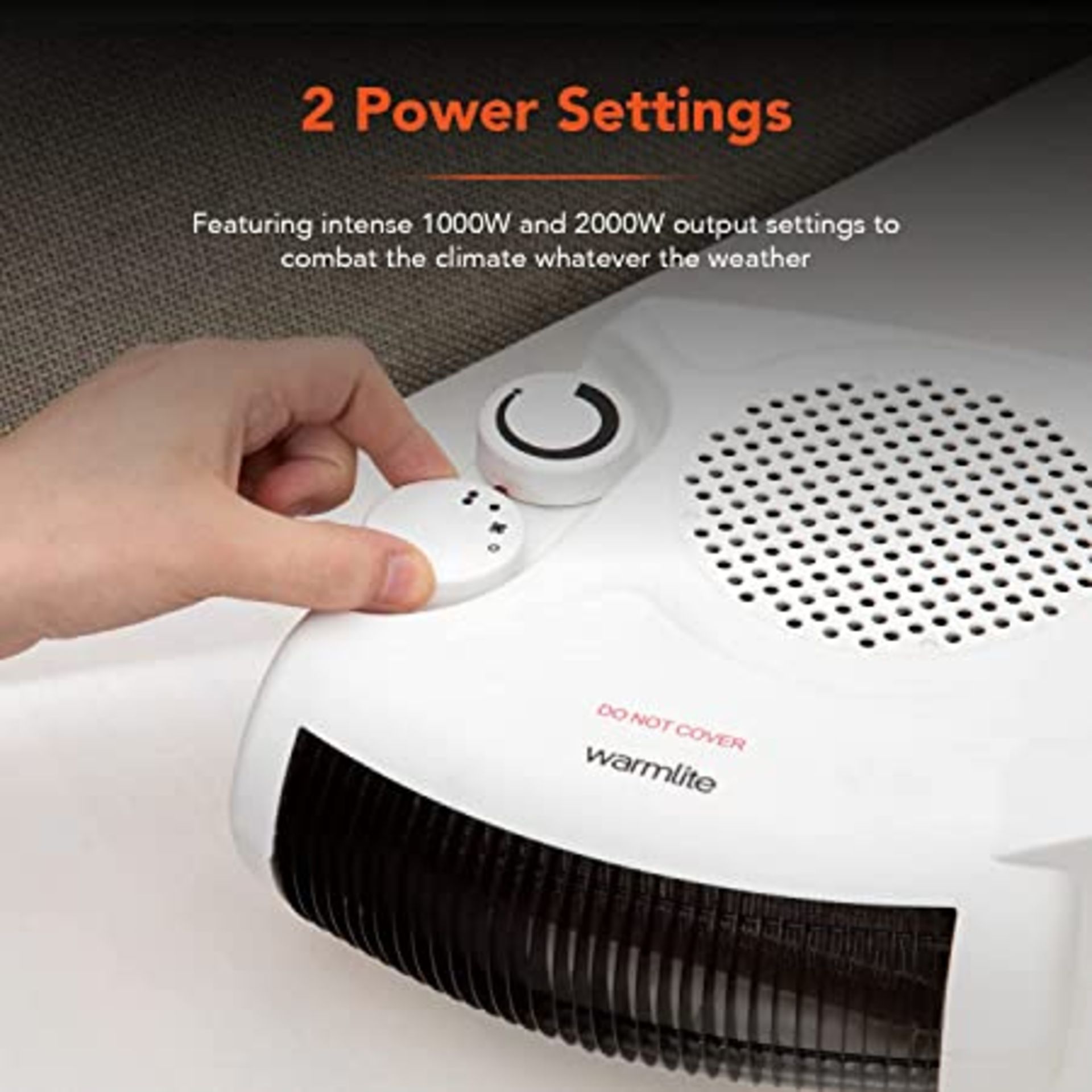 RRP-£13 Warmlite WL44002 Thermo Fan Heater with 2 Heat Settings and Overheat Protection, 2000W, Whit