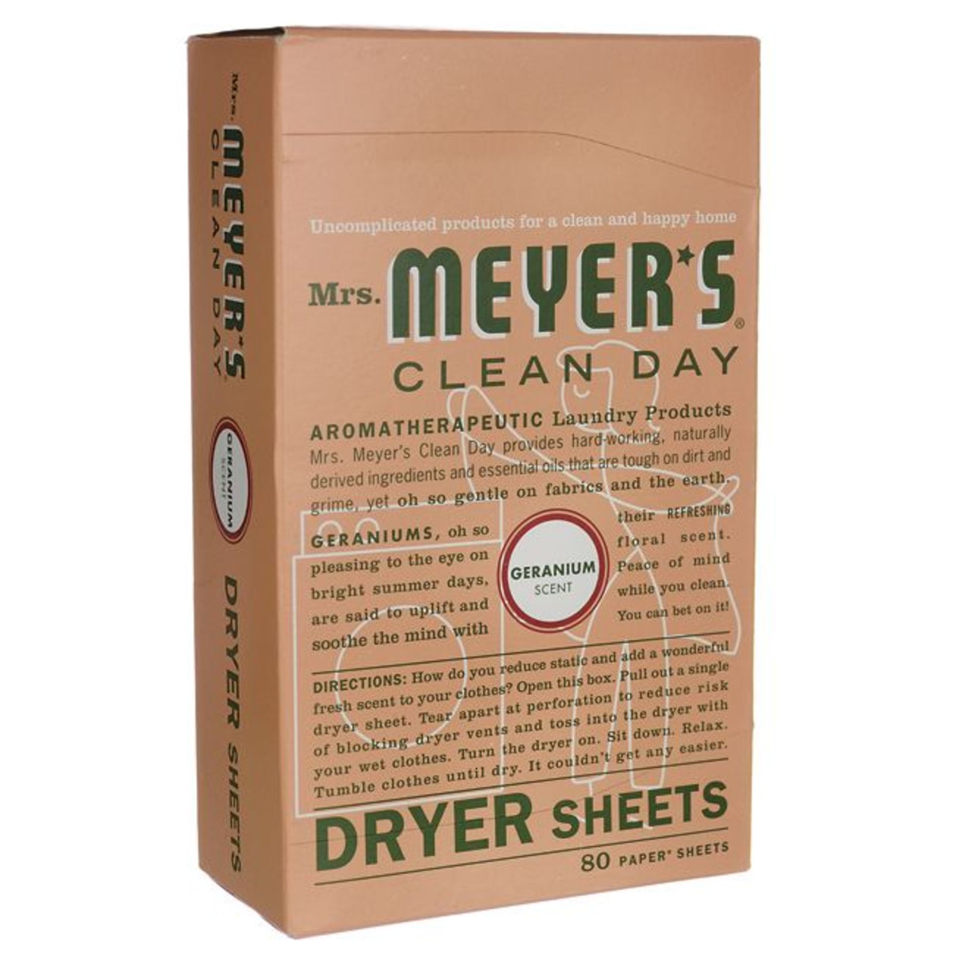 RRP-£20 Mrs. Meyer's Clean Day Dryer Sheets, Geranium, 80 ct