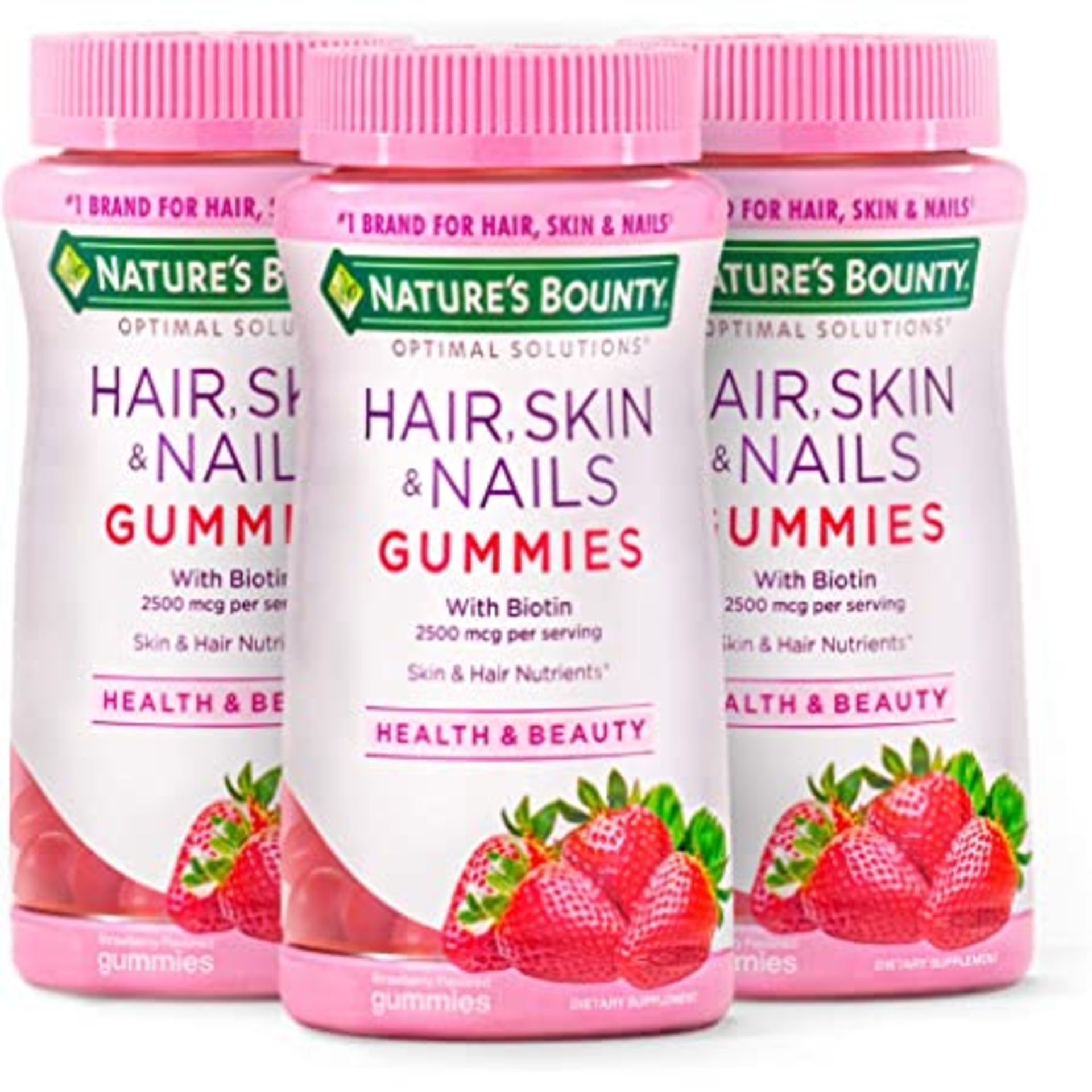 RRP-£20 Nature's Bounty Optimal Solutions Hair, Skin, Nails, 80 Gummies (Pack of 3)