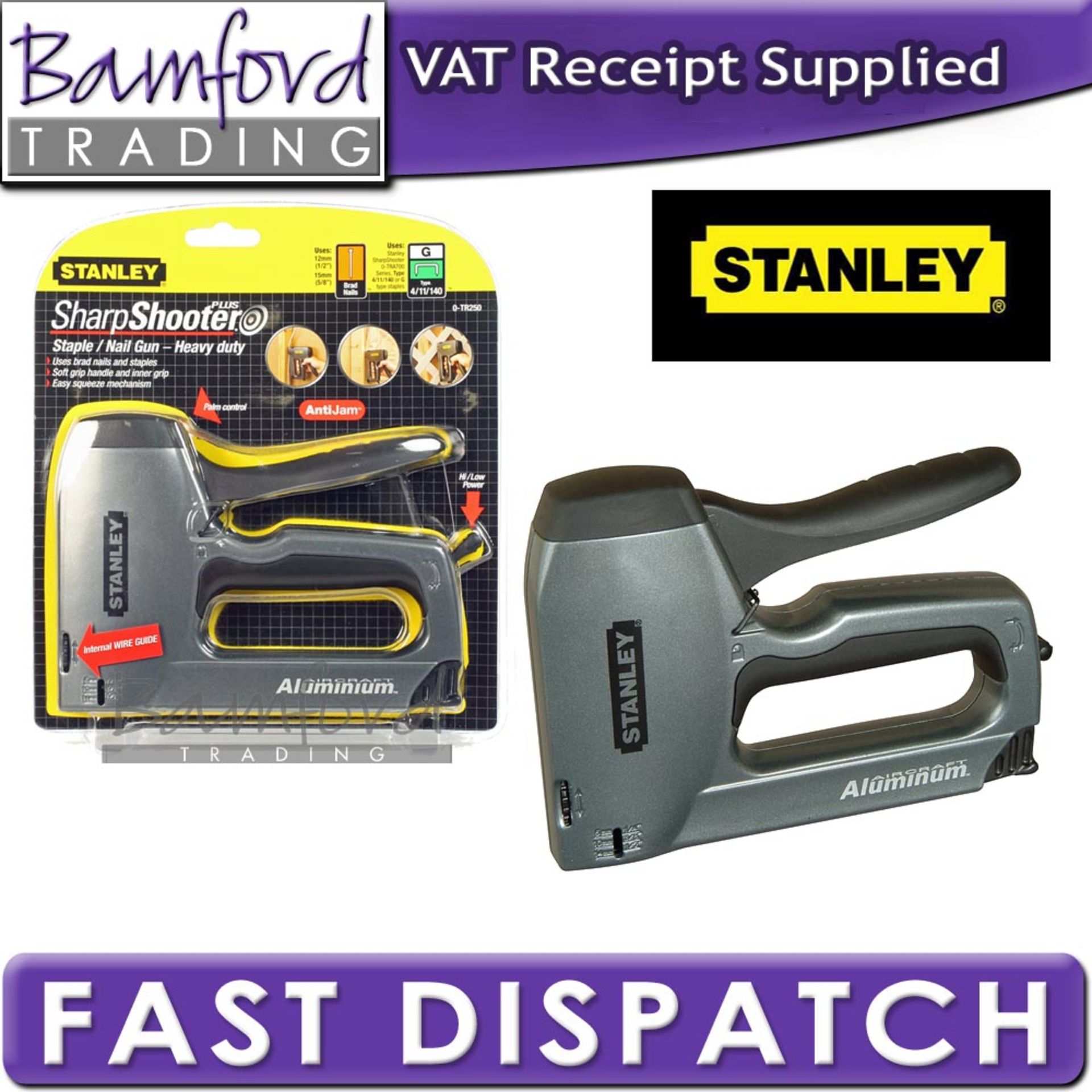 RRP-£23 STANLEY Heavy Duty Staple Gun/Brad Nailer, 0-TR250