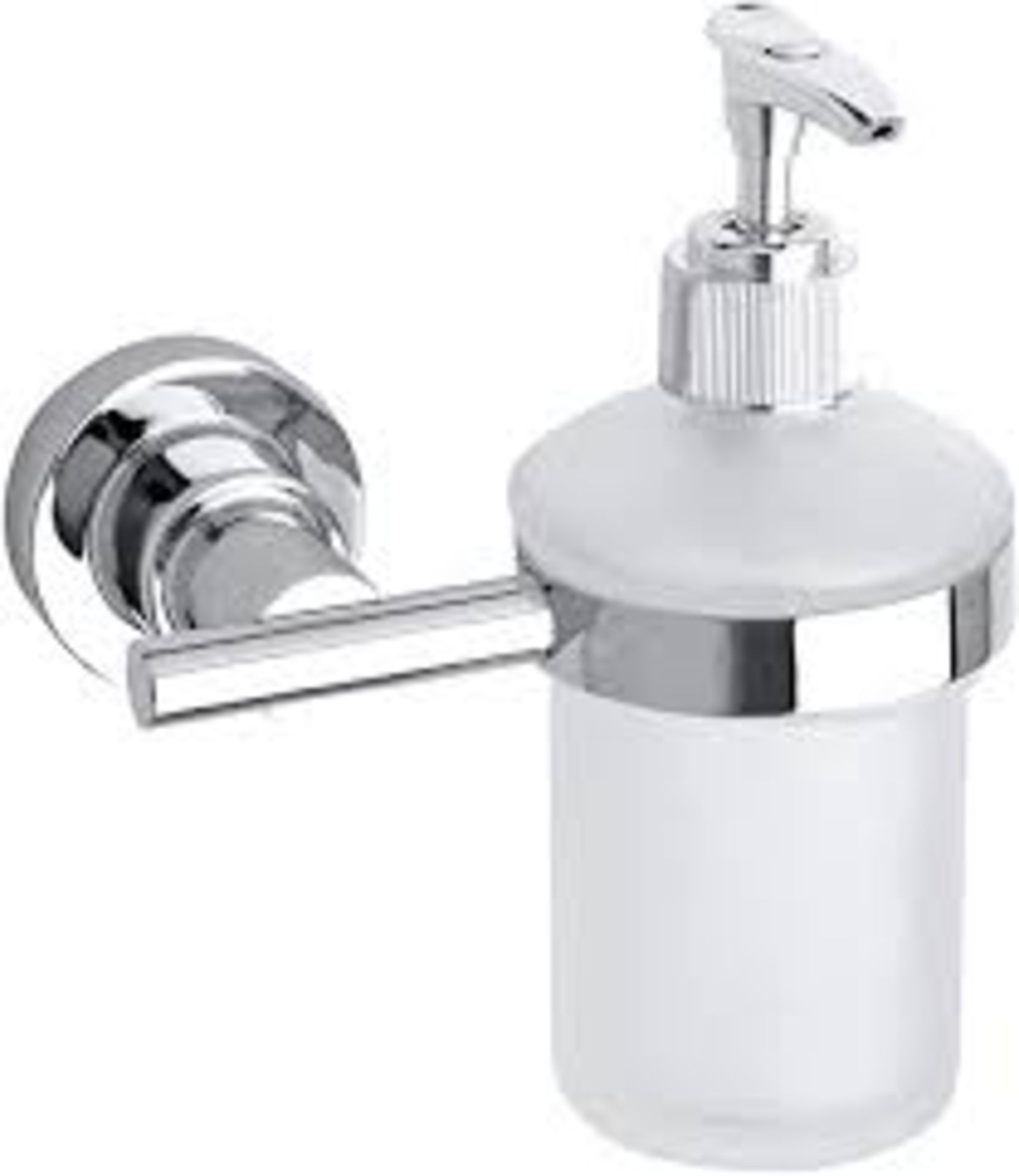 RRP-£25 tesa LUUP Hand Soap Dispenser - No Drill Wall Mounted Chrome-Plated Dispenser Holder for 200