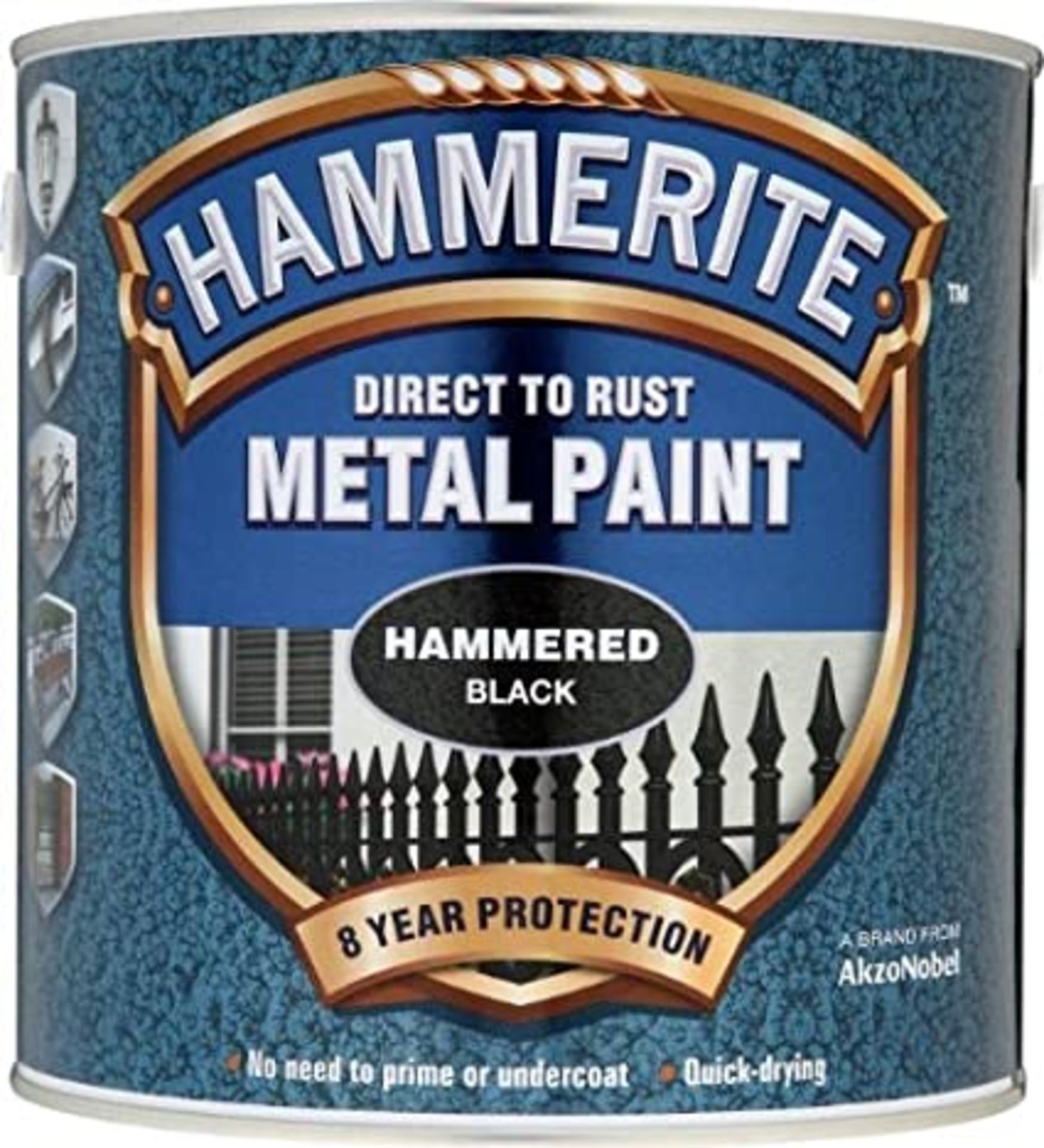 RRP-£41 Hammerite 5084795 Metal Paint: Hammered Black 2.5Ltr