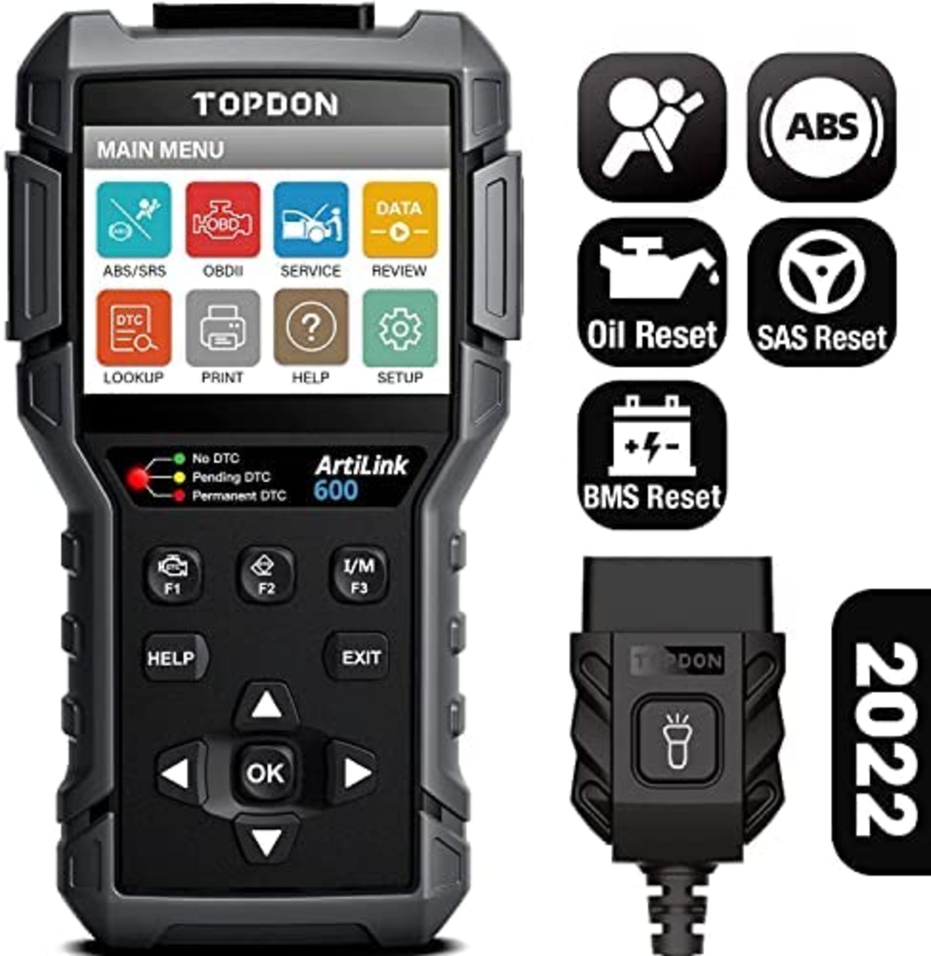 RRP-£110 TOPDON AL600 OBD2 Scanner code reader with Active Test |ABS&SRS Diagnostics| Car Maintece R