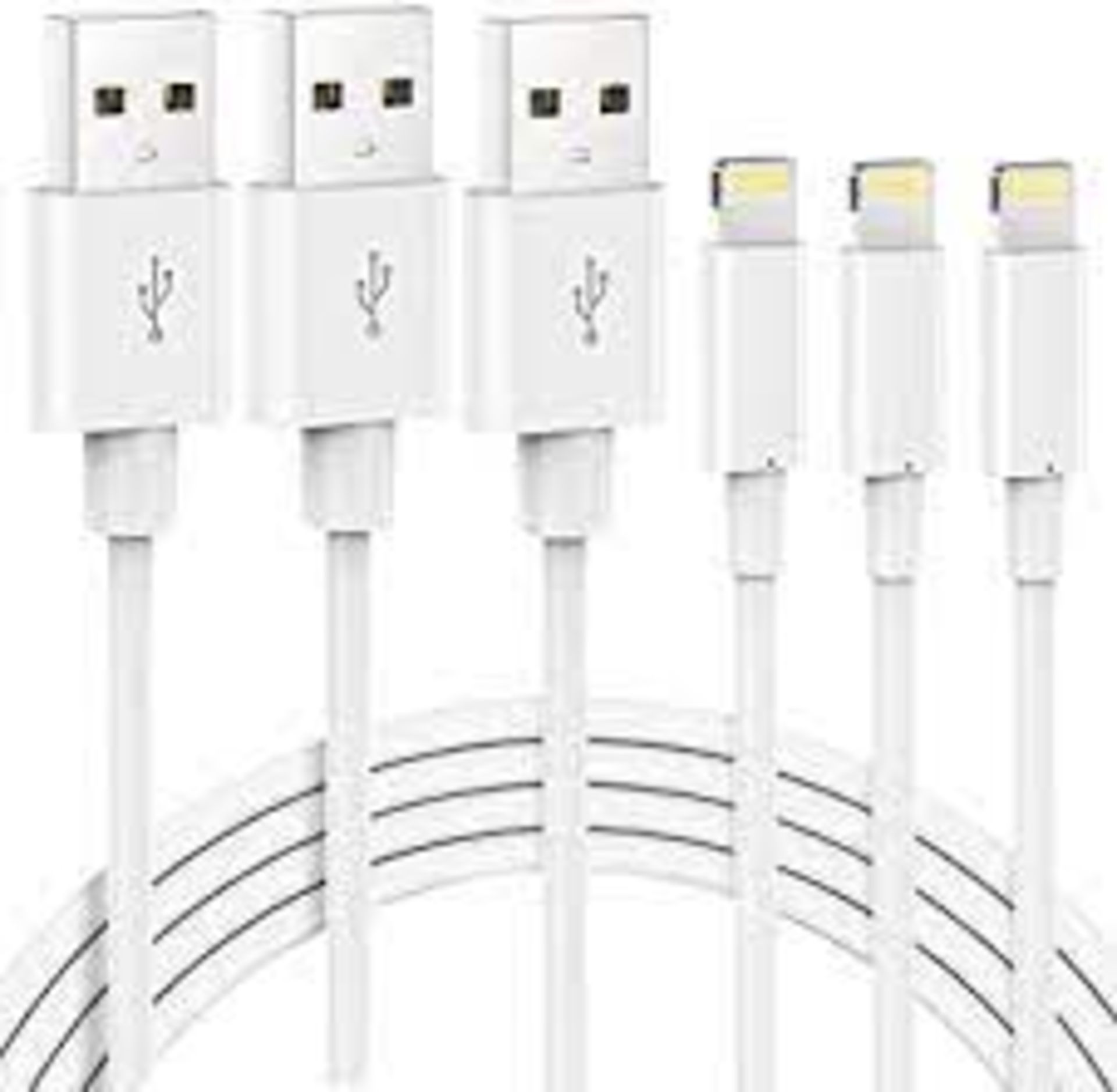 RRP-£10 iPhone Charger Cable 2M, 3Pack Apple MFi Certified Long iPhone Lightning to USB Cable 2Meter