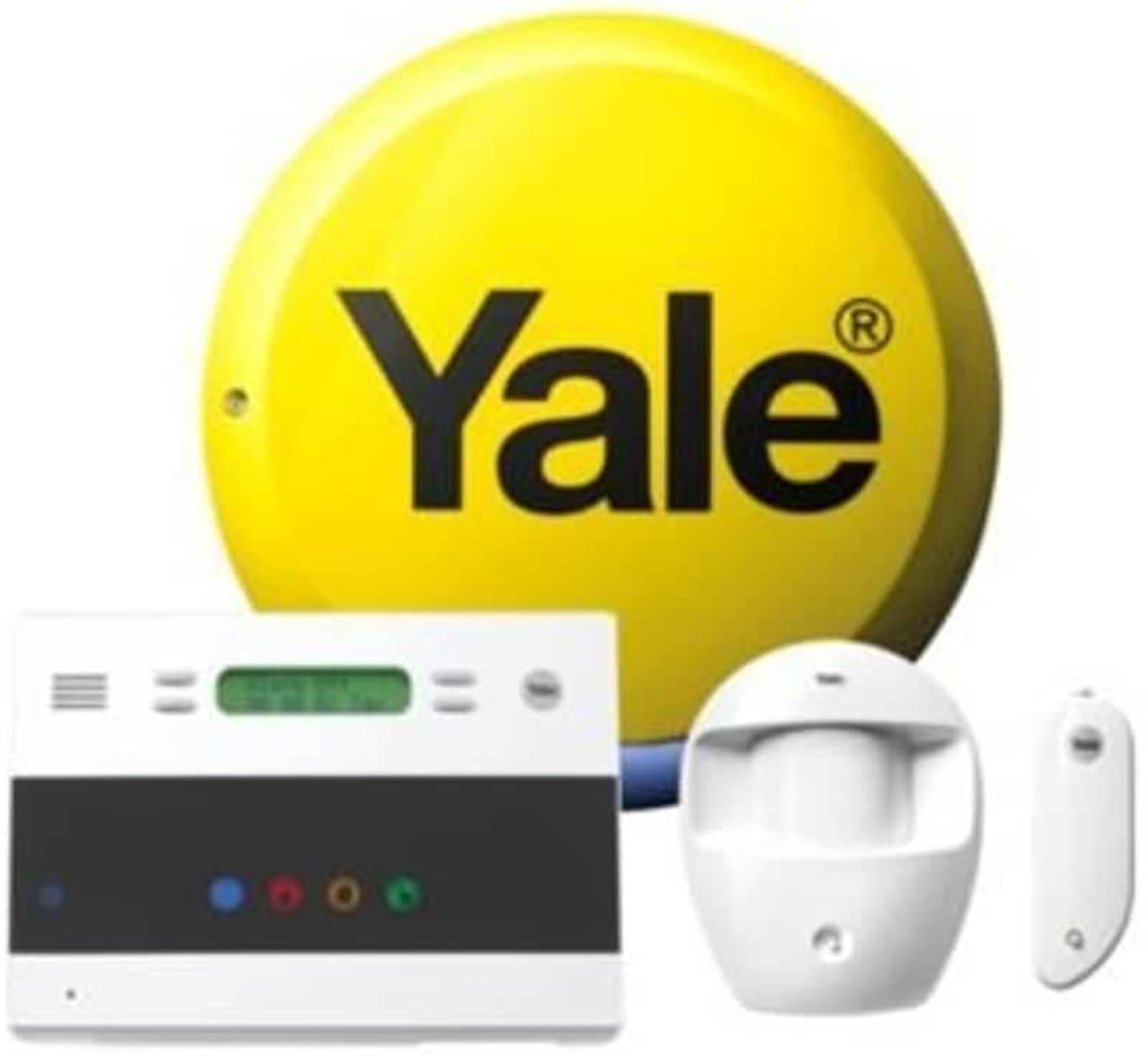 RRP-£120 Yale YES-ALARMKIT Essentials Alarm Kit, Battery Powered, 5 Piece Kit, Self Monitored, No Co