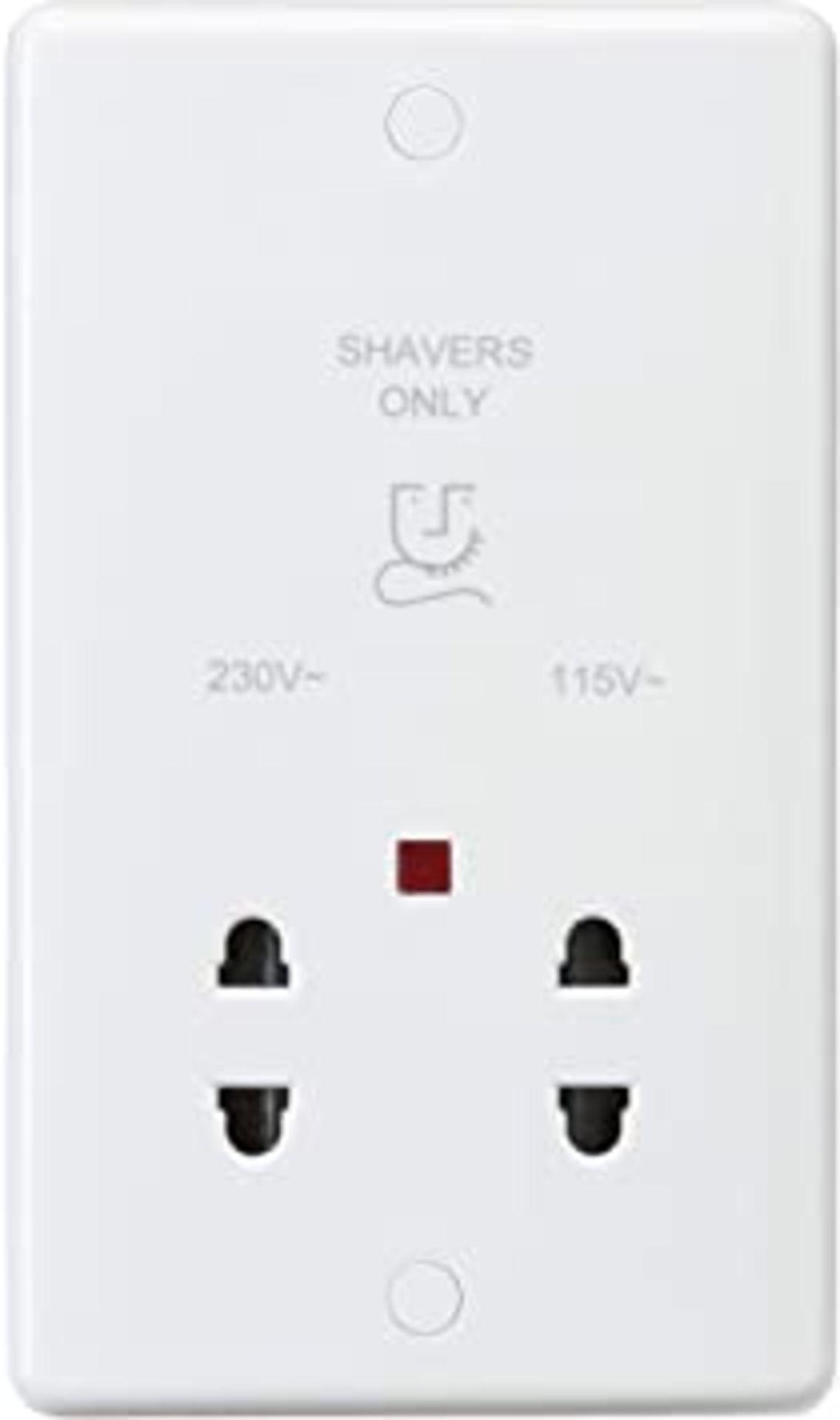 RRP-£14 Knightsbridge CU8900N Curved Edge Dual Voltage Shaver Socket with Neon in White, 14.6 cm*8.6