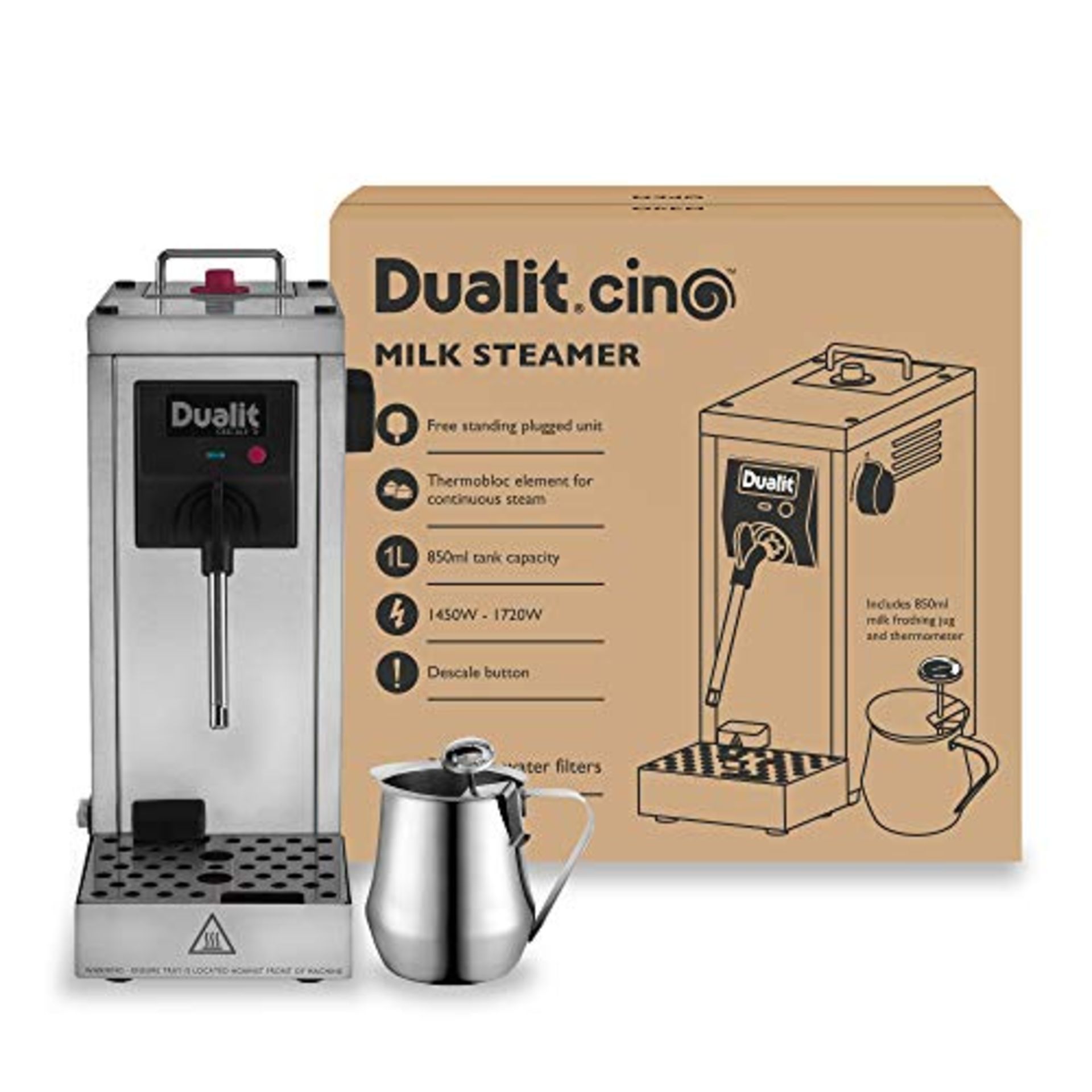 RRP-£226 Dualit Cino latte Piroscafo. Untested, product has not been checked and therefore its condi