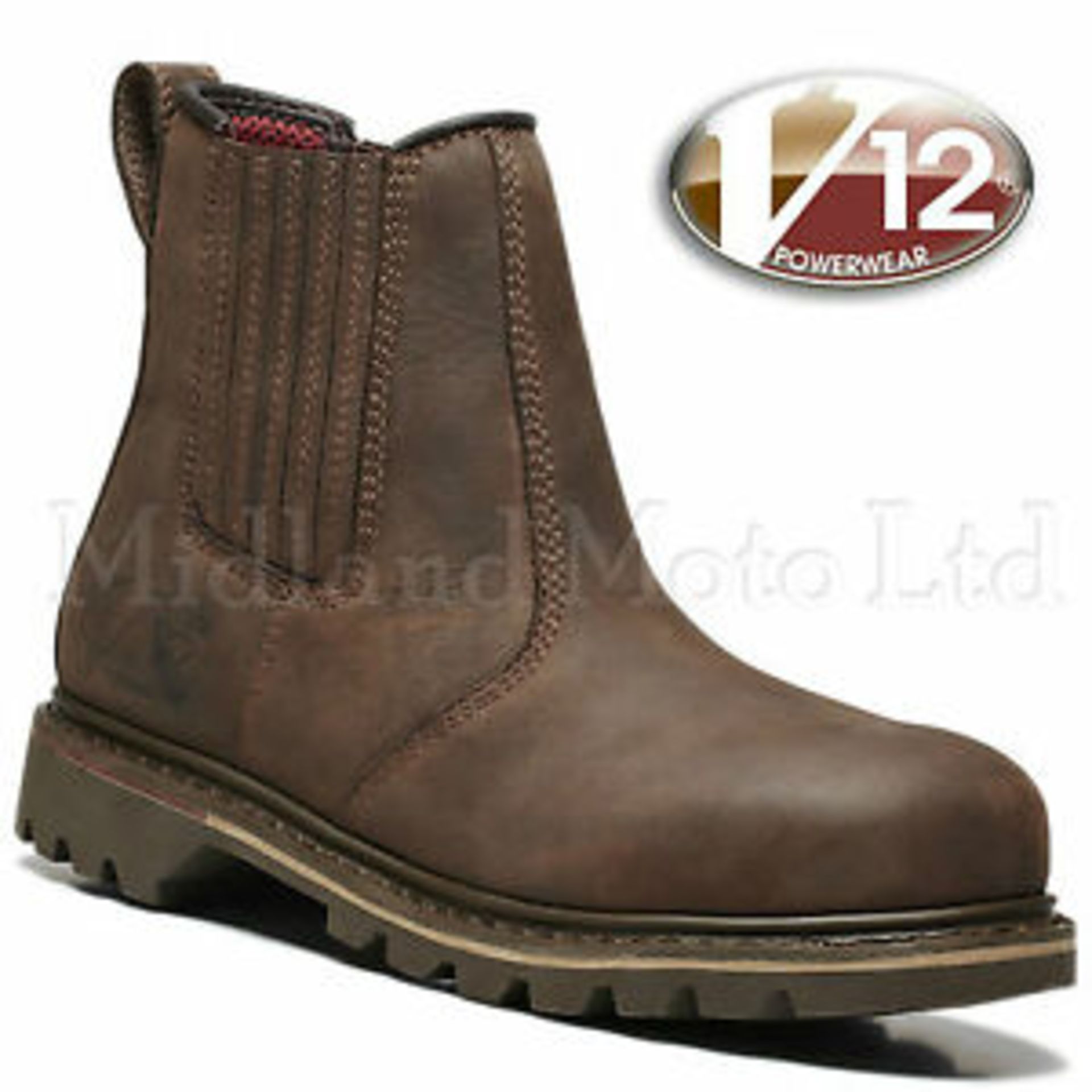 RRP-£70 V12 Rawhide, Full Grain Leather Safety Dealer Boot, Size 07, Brown