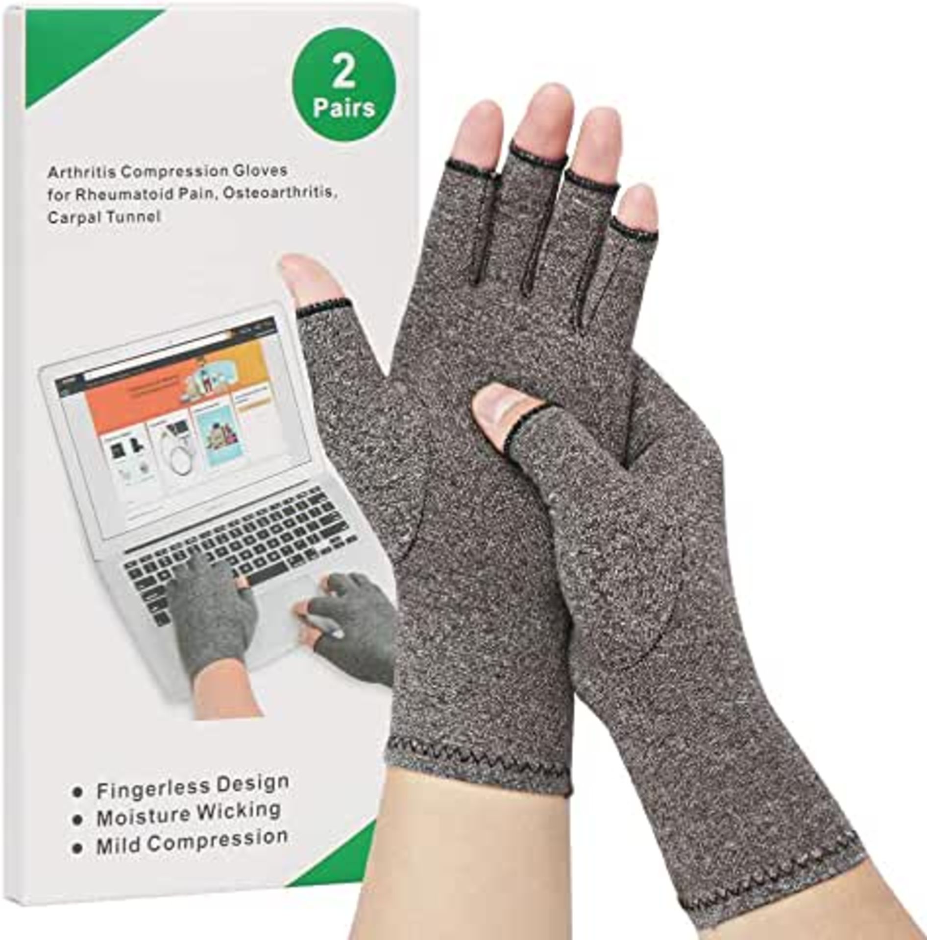 RRP-£10 2-Pair Arthritis Compression Gloves for Alleviate Rheumatoid Osteoarthritis, Carpal Tunnel R