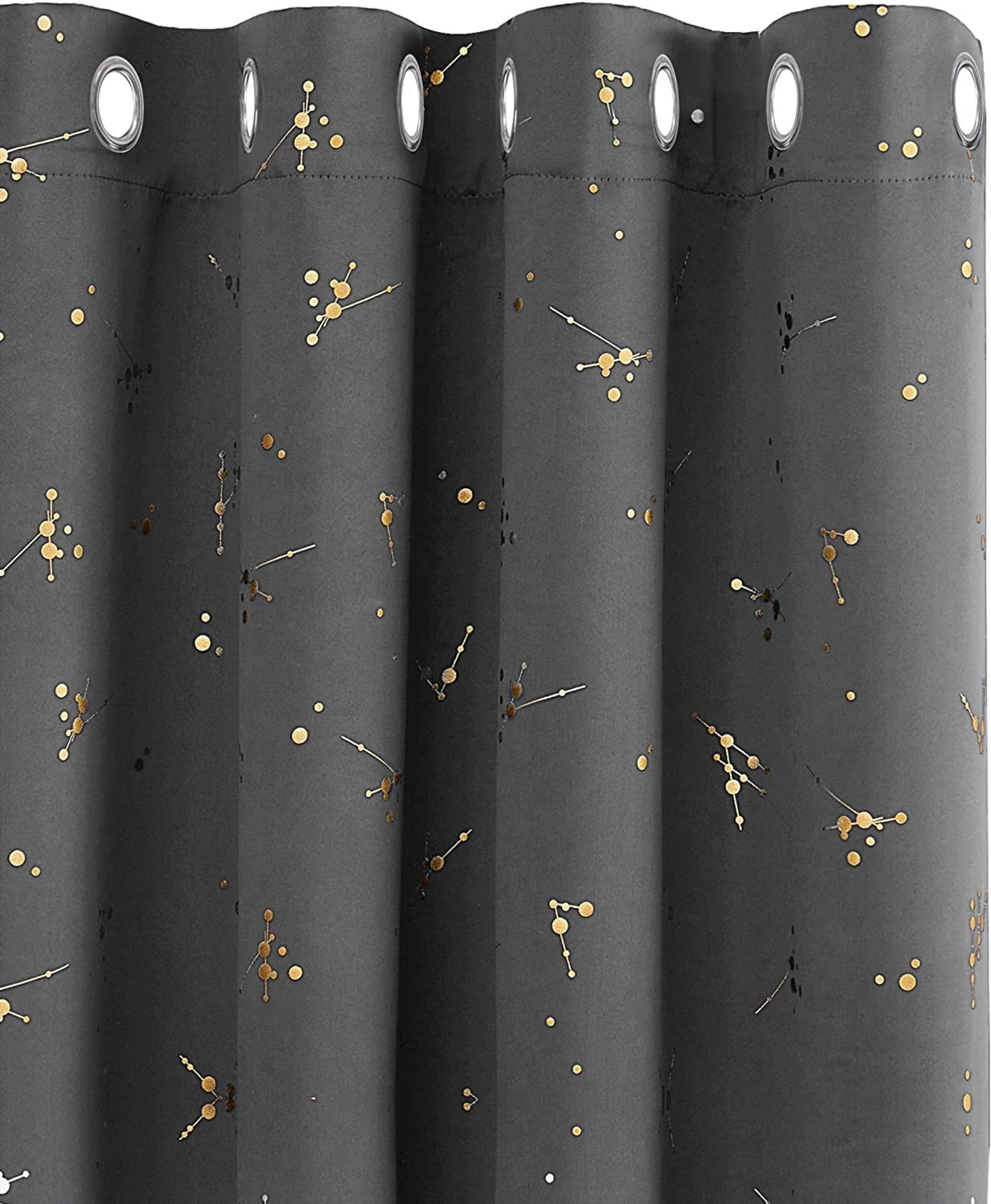 RRP-£12 Deconovo Blackout Curtains Eyelet Curtains, Super Soft Gold Printed Constellation Nursery Ba