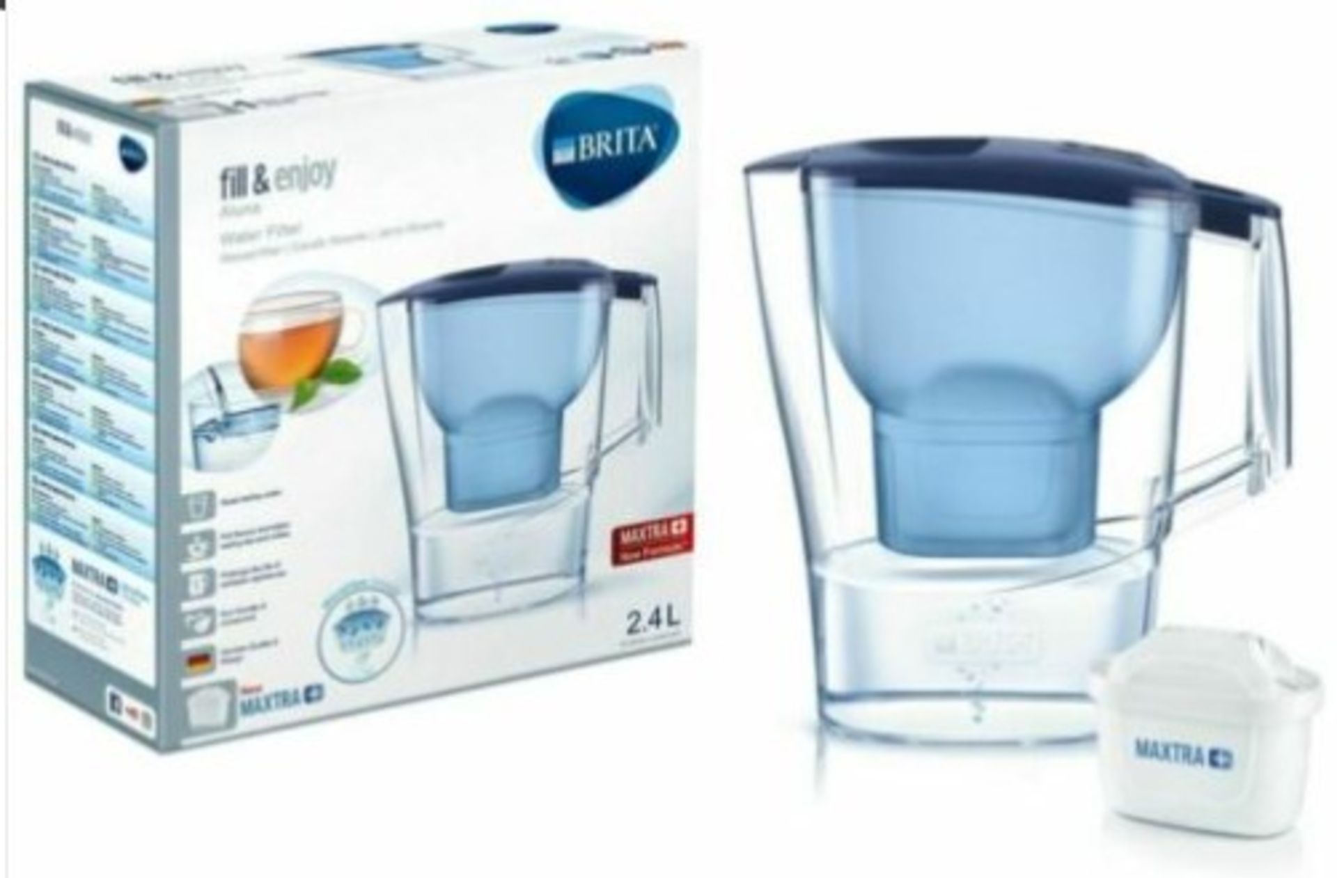 RRP-£12 BRITA Aluna fridge water filter jug for reduction of chlorine, limescale and impurities, Inc