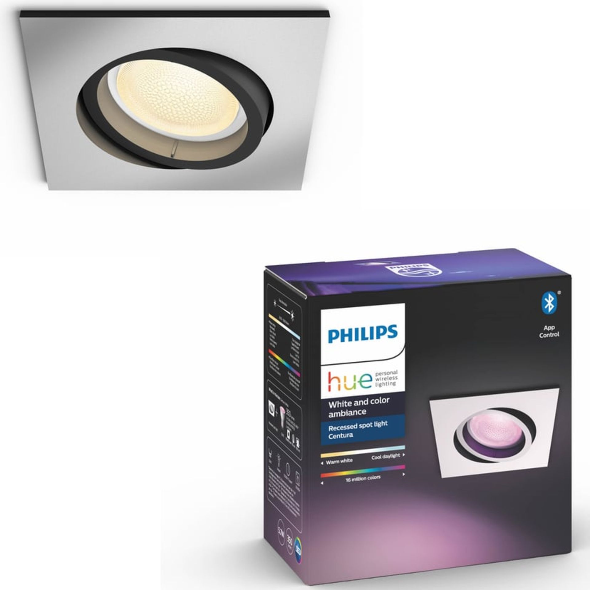 RRP-£55 Philips Hue Centura White & Colour Ambiance Recessed Round LED Smart Ceiling Spotlight [GU10