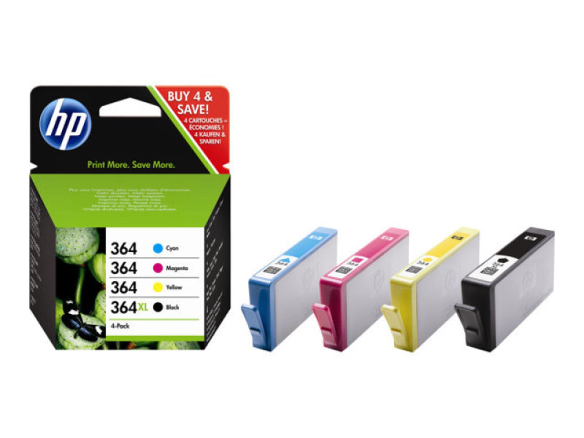 RRP-£34 HP 364 CMYK Ink Cartridge Combo 4-Pack Standard Capacity