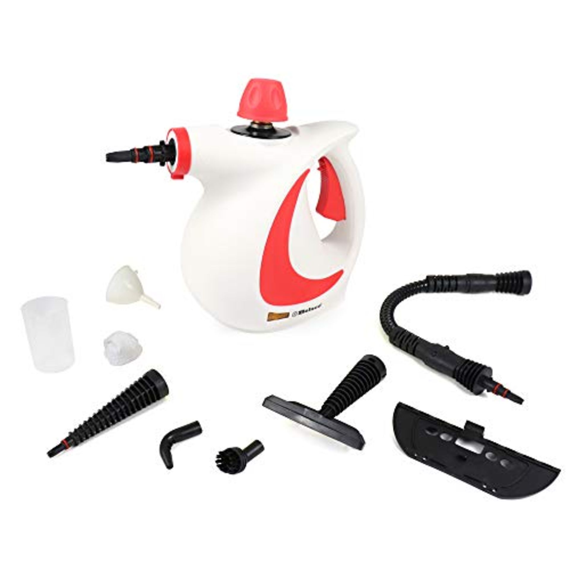 RRP-£24 Belaco Multipurpose Steam Cleaner 1050W, 9 Pieces Accessory kit for Multi Purpose Red color