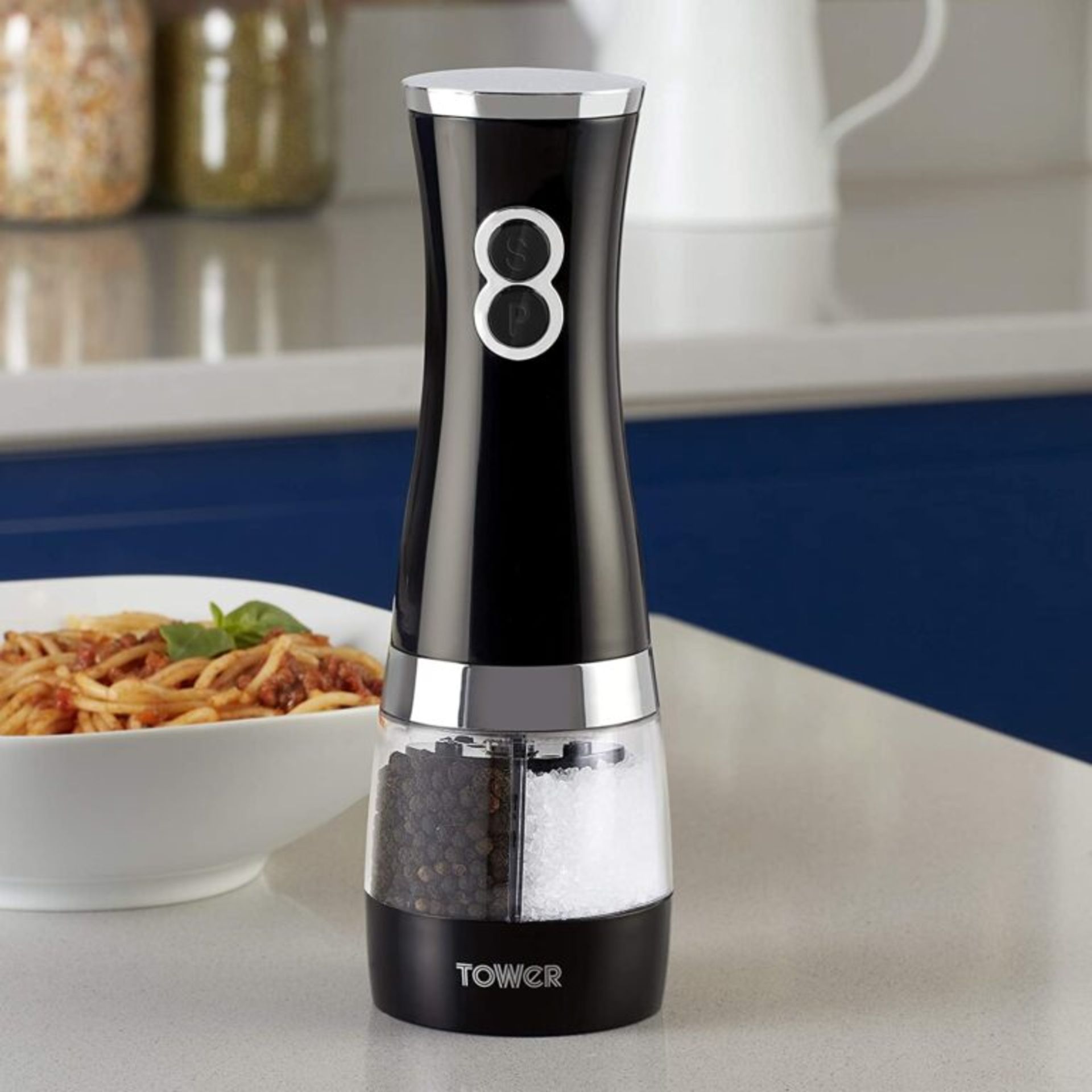 RRP-£8 Tower T847004B Electric Duo Salt and Pepper Mill, Black