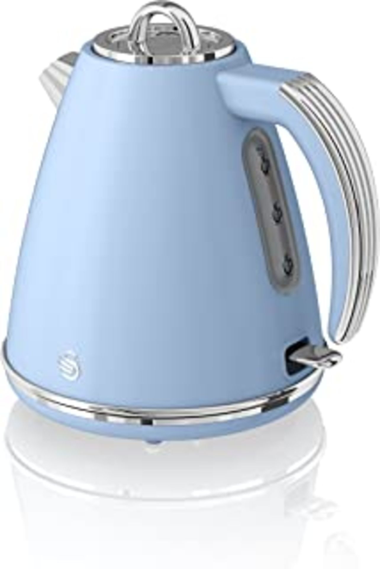 RRP-£38 Swan Retro 1.5 Litre Jug Kettle, Blue, with 360 Degree Rotational Base, 3KW Fast Boil, Easy