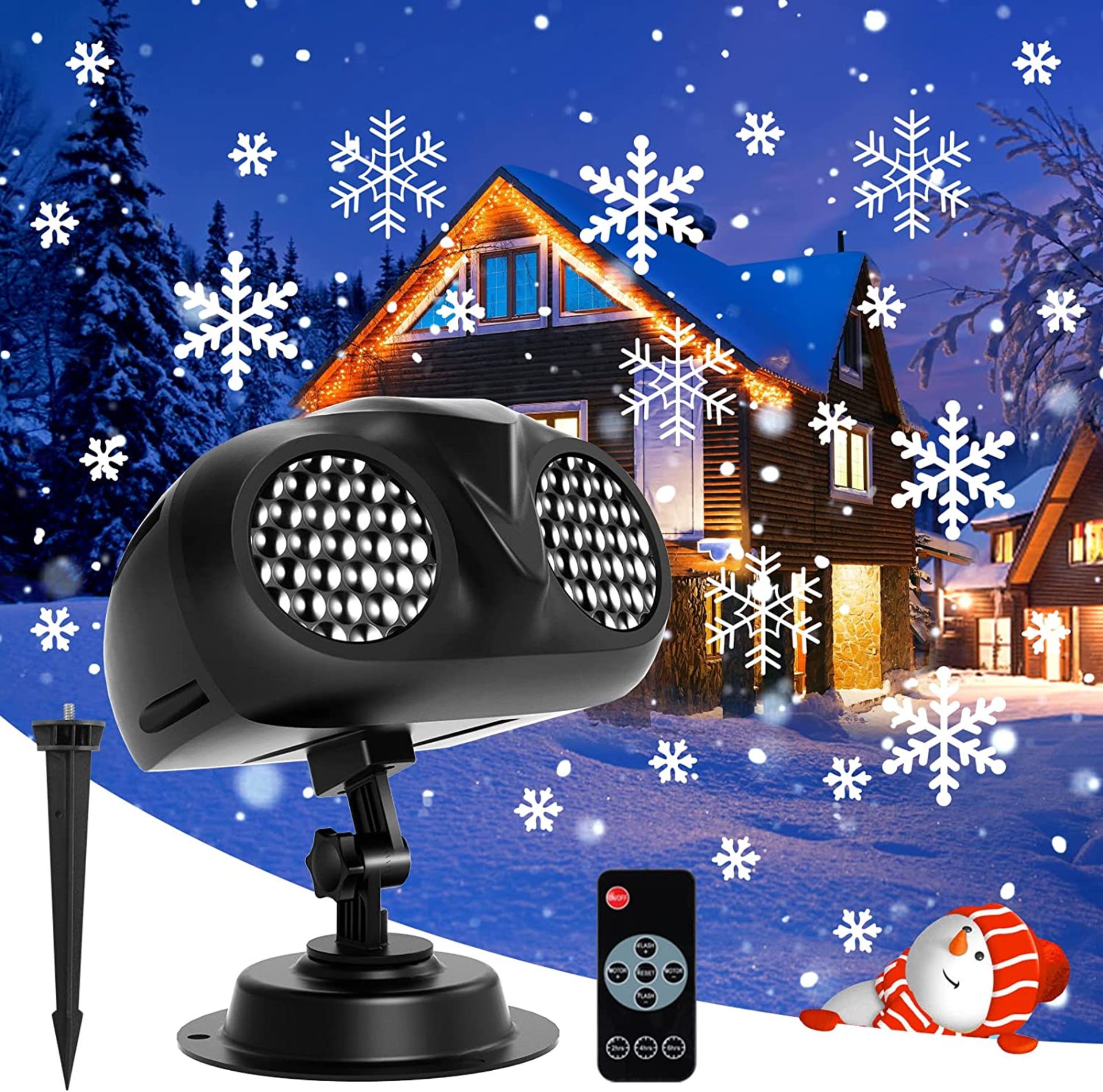 RRP-£12 Christmas Projector Lights Jsdoin LED Christmas Decorative Lights Moving Rotating Snowstorm