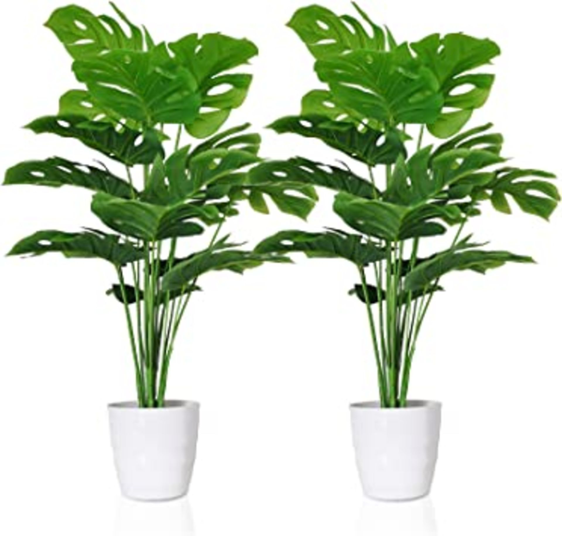RRP-£11 Artificial Plants in Boho Style Ceramic Pot, 2 Packs of 7" Tall Faux Potted Plants in Pot wi