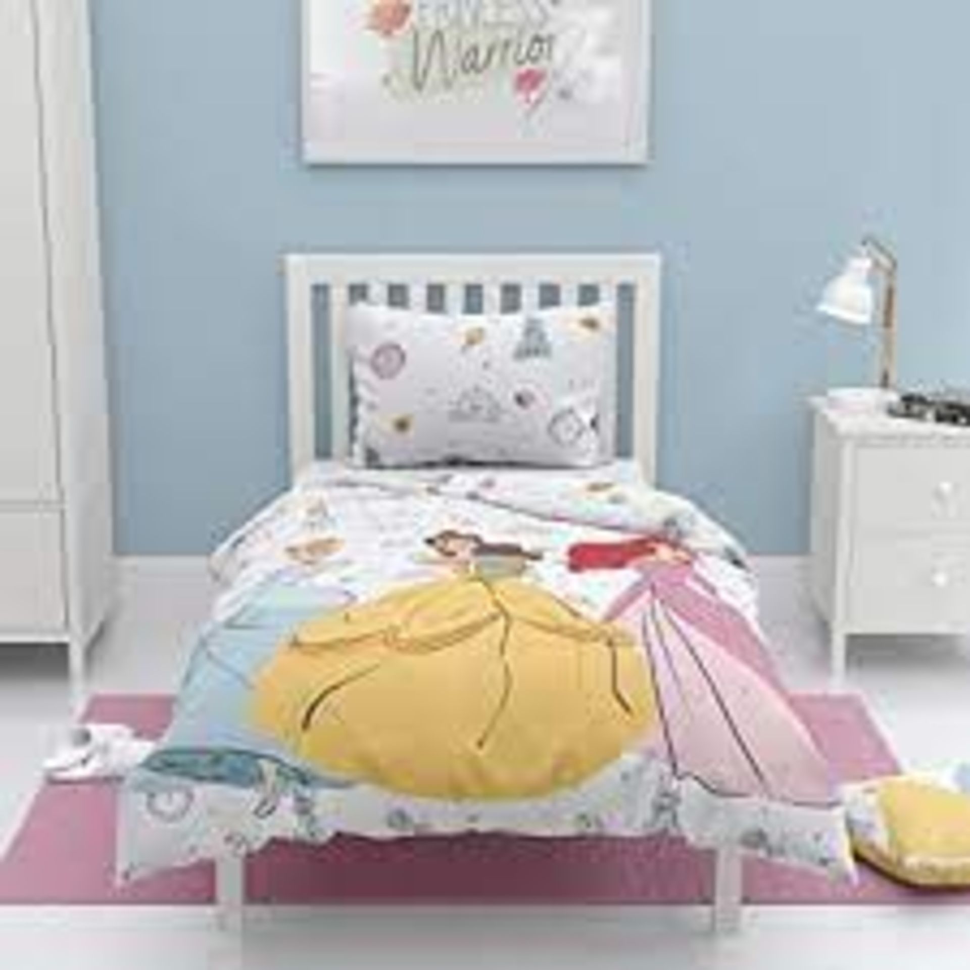 RRP-£21 Disney Home Joyful princess Single Duvet Cover Set, 144TC CVC, Multicolor,1560019-FZ-M1-P12