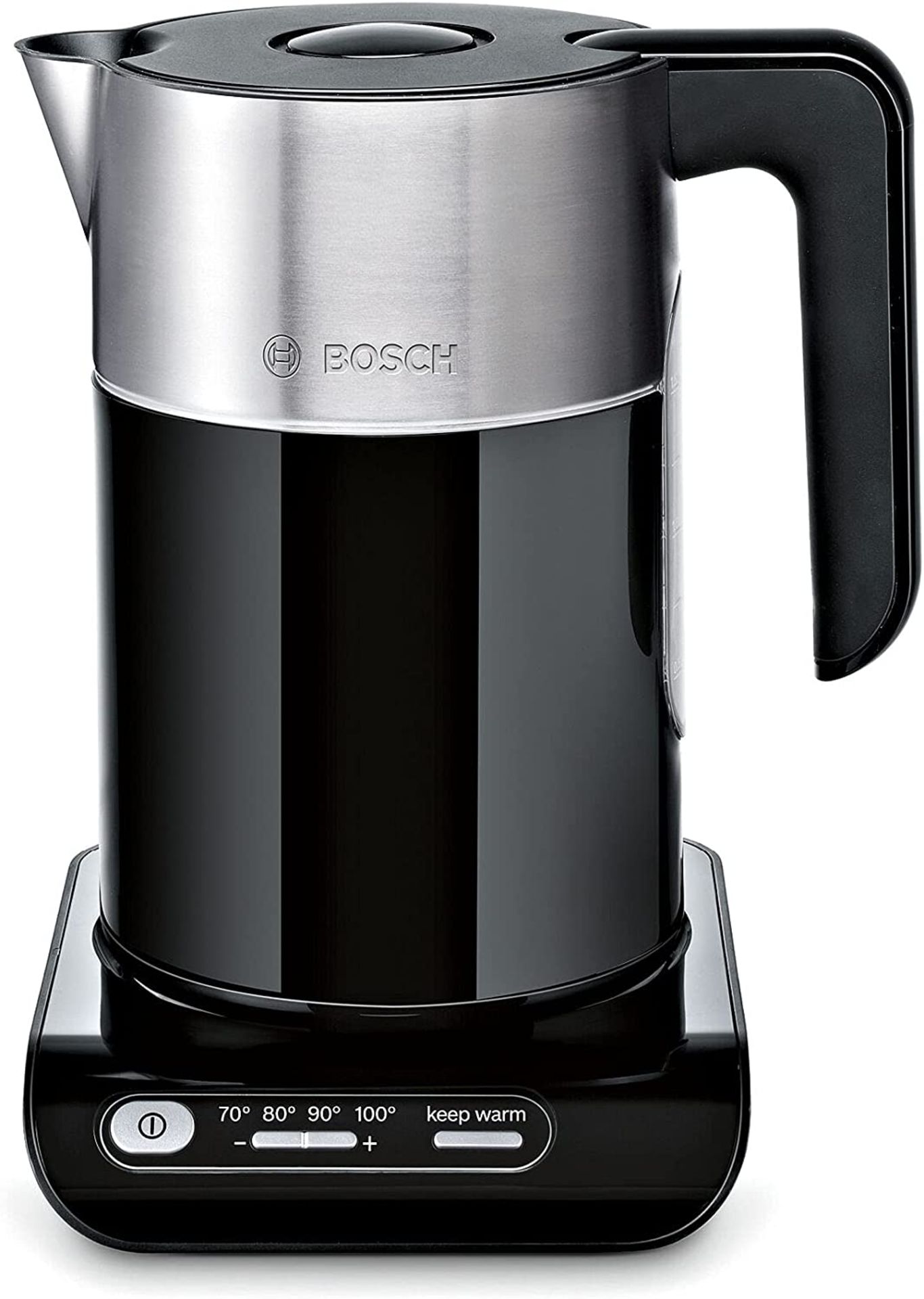 RRP-£65 Bosch Styline TWK8633GB Variable Temperature Cordless Kettle, 1.5 Litres, 3000W - Black