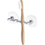 RRP-£6 iDesign Toothbrush Holder with Suction Cups, Minimalist Plastic Toothbrush Stand for Bathroom