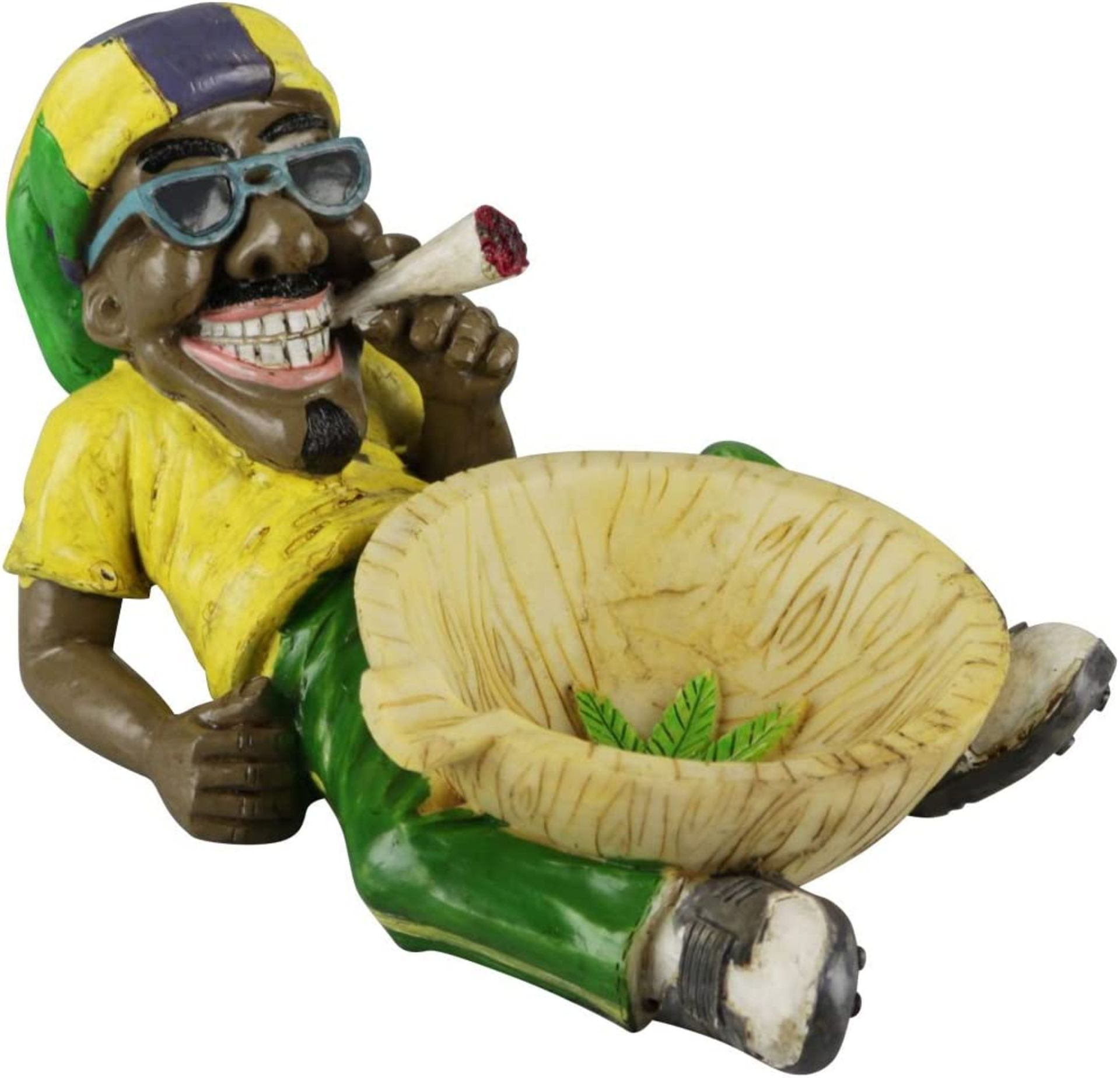 RRP-£17 Jamaican Figurine Ashtray, Egyptian Clay Handmade, Unique Funny Design, Fancy Gift for Smoke