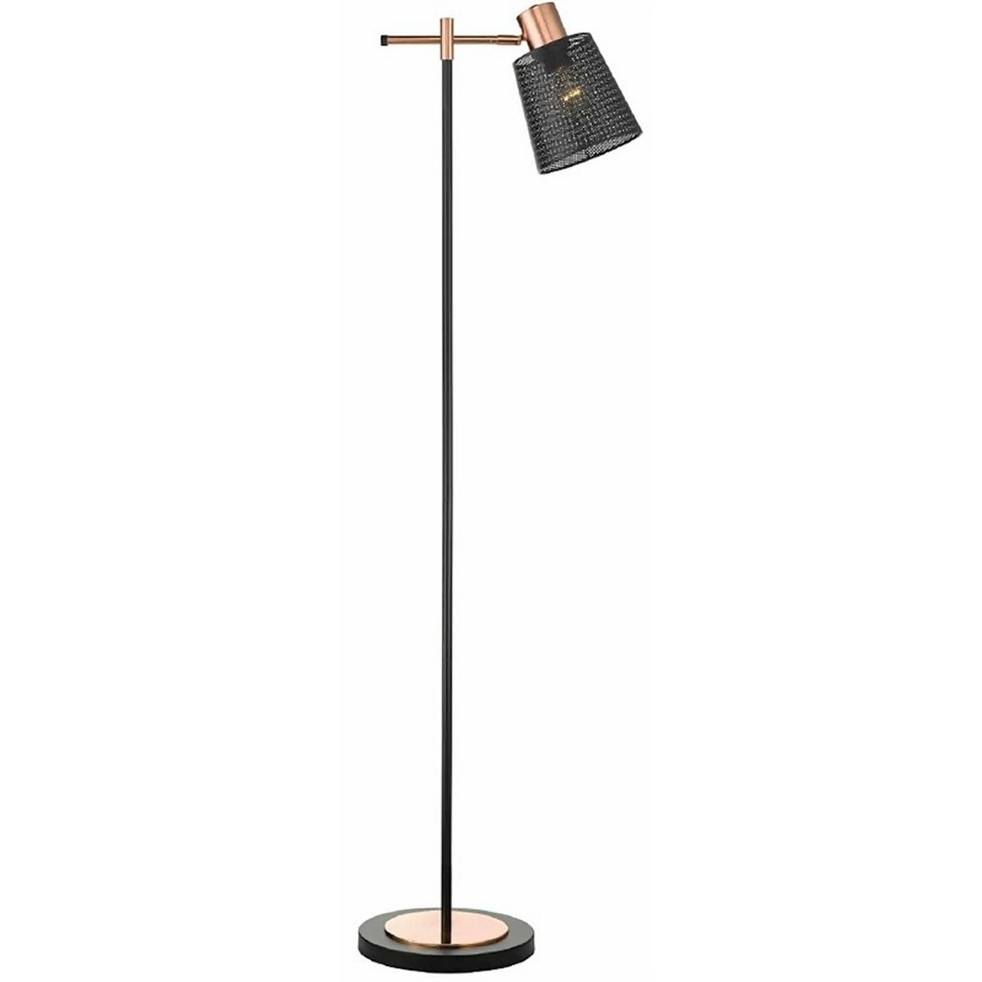 RRP-£10 Lighting Collection Traditional 1 Light Flexible Head Floor Lamp with Black Drum Shade, Blac