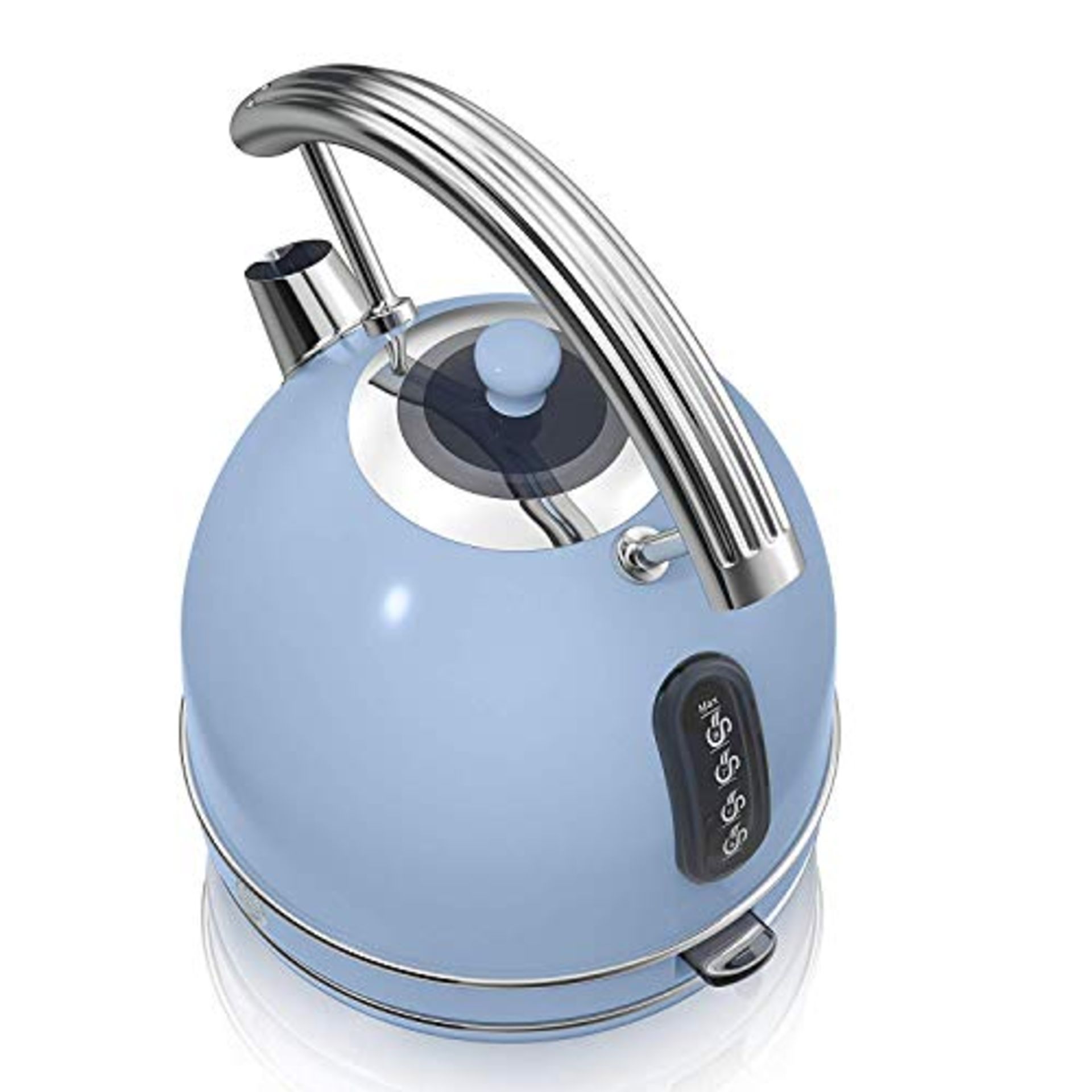 RRP-£34 Swan Retro 1.8 Litre Dome Kettle, Blue, Fast Boil, 3KW, 360 Degree Rotational Base, Stainles