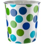 RRP-£3 Home Plus 7.7 Litre Quality Floral Design Lightweight Waste Paper Basket Bin (Blue & Green Po