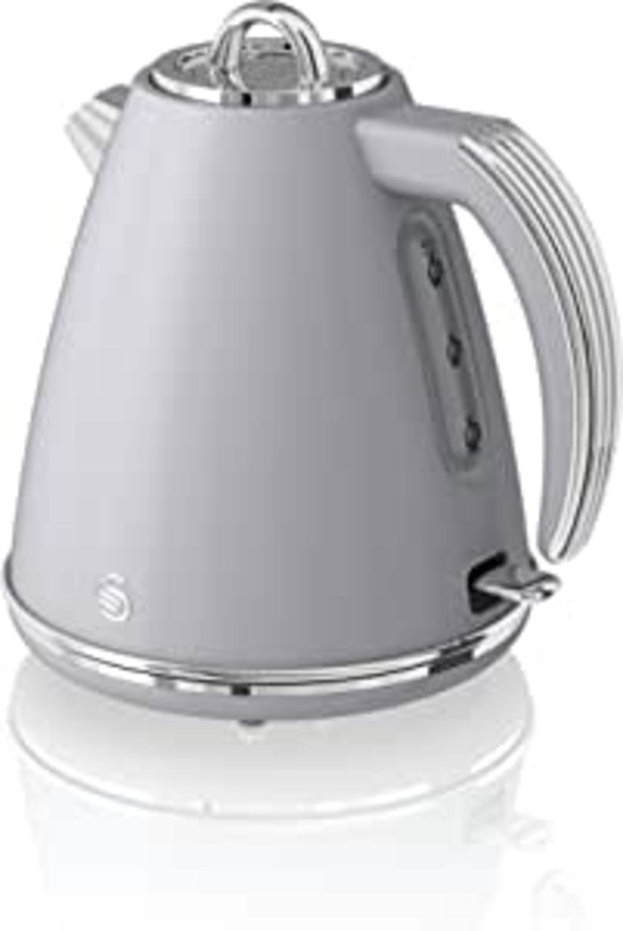 RRP-£32 Swan Retro 1.5 Litre Jug Kettle, Grey, with 360 Degree Rotational Base, 3KW Fast Boil, Easy