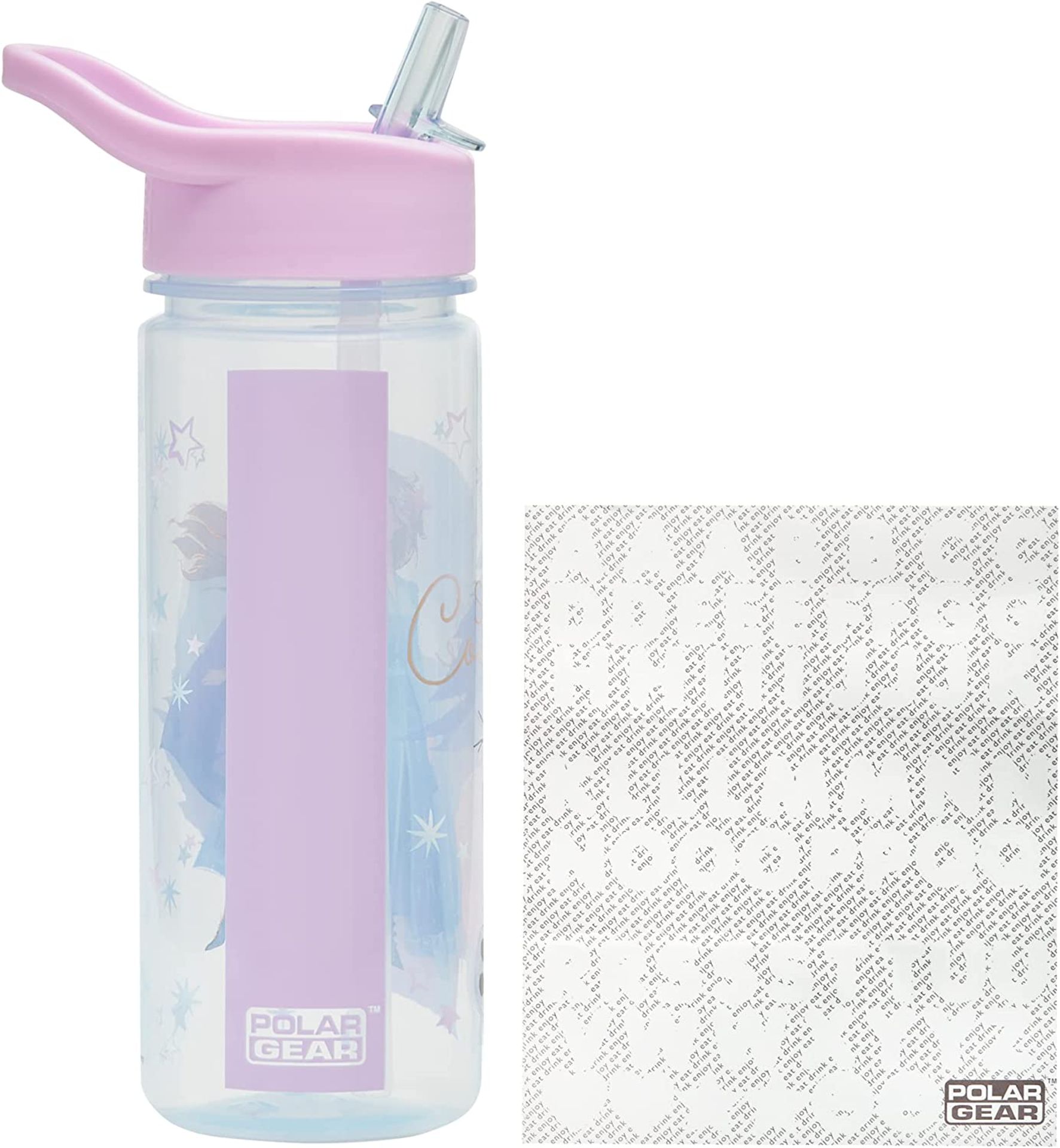 RRP-£8 Disney Frozen Magic Personalised Sticker Water Bottle with Straw 500ml â€“ Official Merchandi