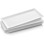 RRP-£30 Miicol Ceramic Rectangle Serving Platters 9â€(23 x 12cm) Set of 6, White Porcelain Rectangu