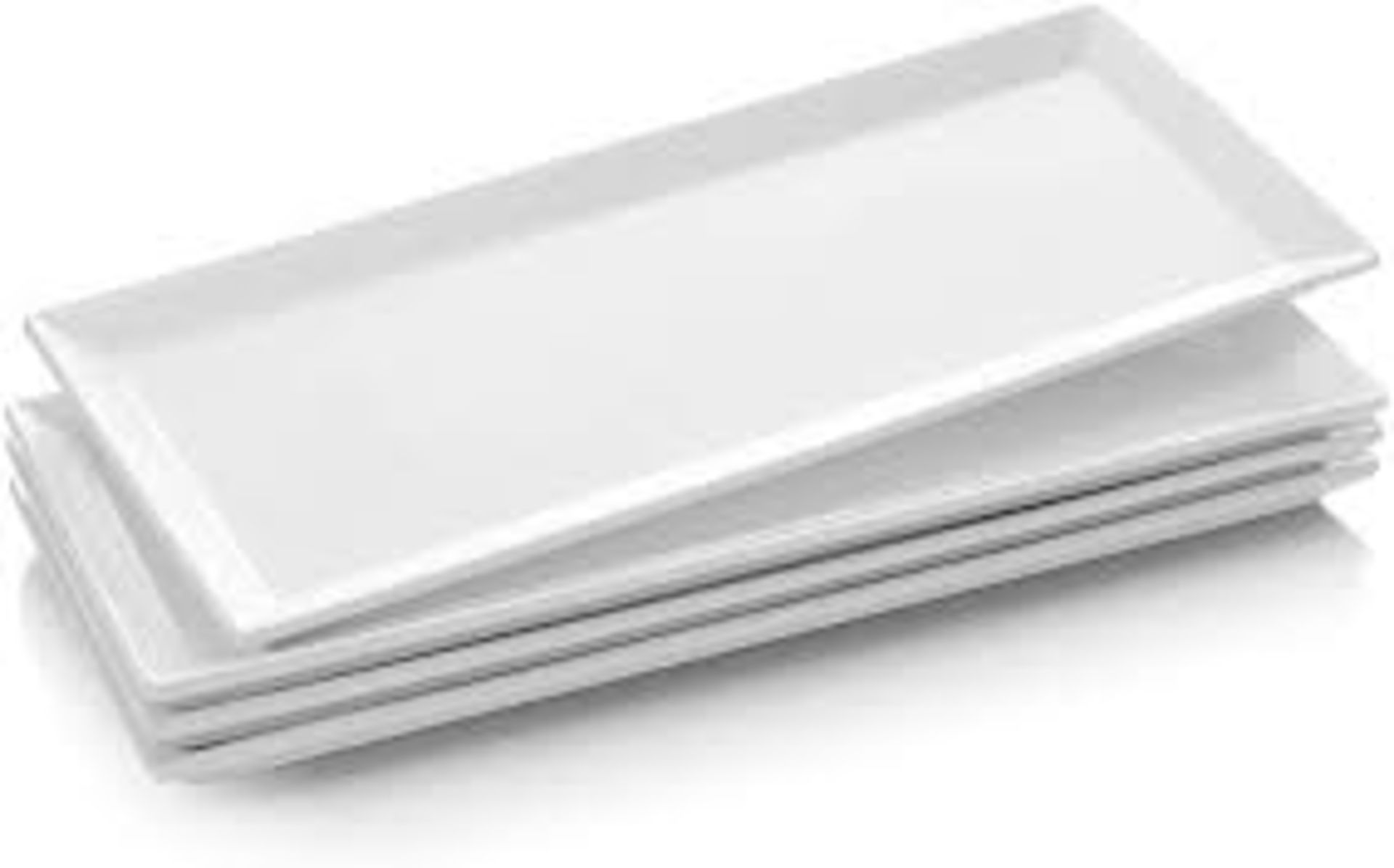 RRP-£30 Miicol Ceramic Rectangle Serving Platters 9â€(23 x 12cm) Set of 6, White Porcelain Rectangu