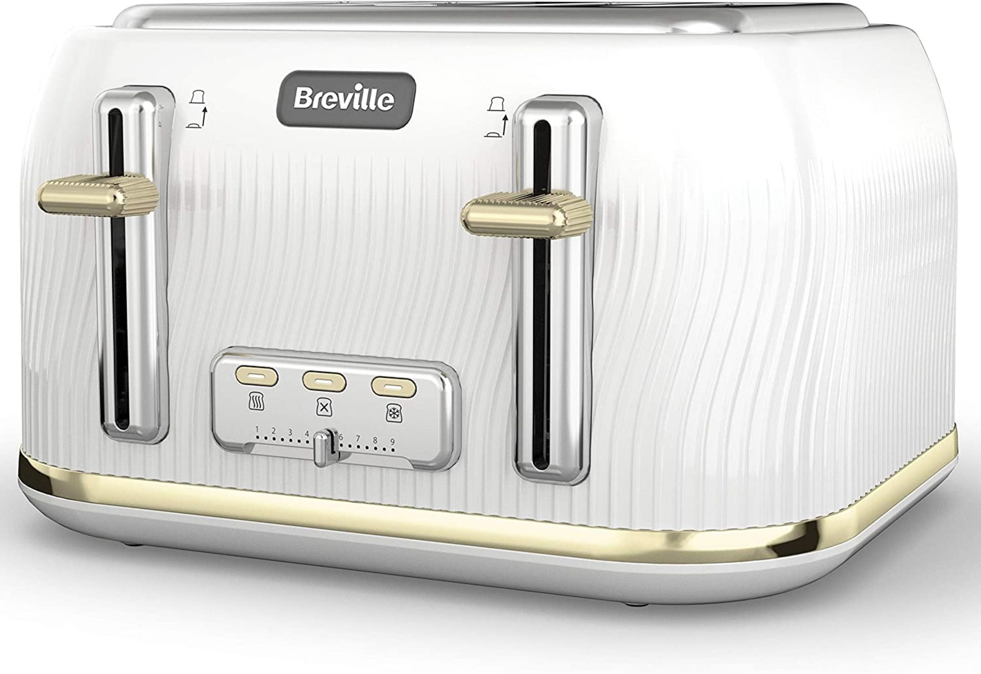 RRP-£33 Breville Flow 4-Slice Toaster with High-Lift & Wide Slots | Grey | VTT892