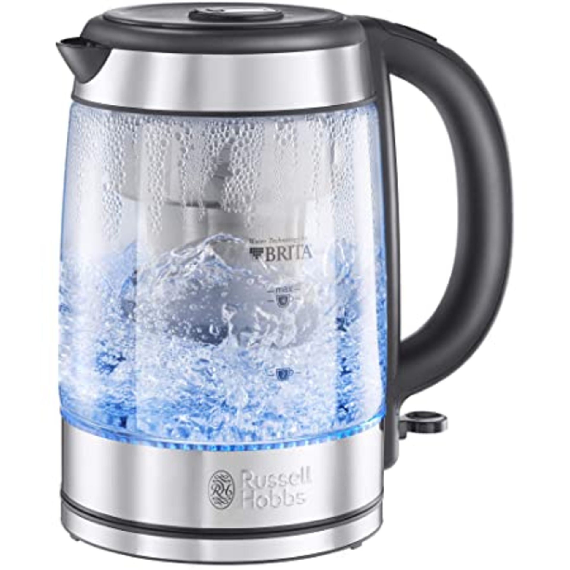 RRP-£55 Russell Hobbs 20760-10 Brita Purity Glass Kettle, Filter Kettle with Brita Maxtra+ Cartridge
